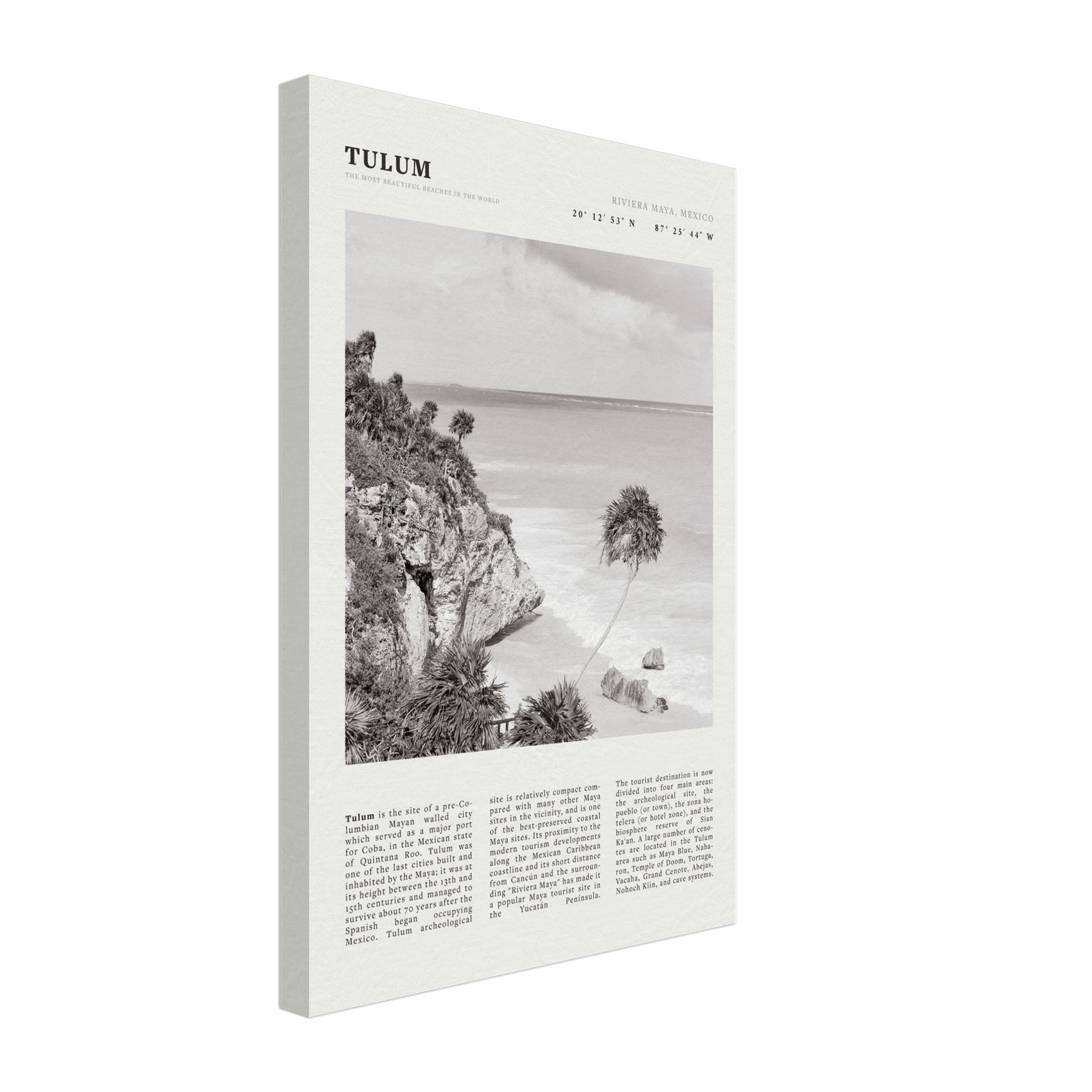 Tulum Poster | Black & White Riviera Maya Mexico Wall Art | Beach Travel Print - Evergreen Posters
