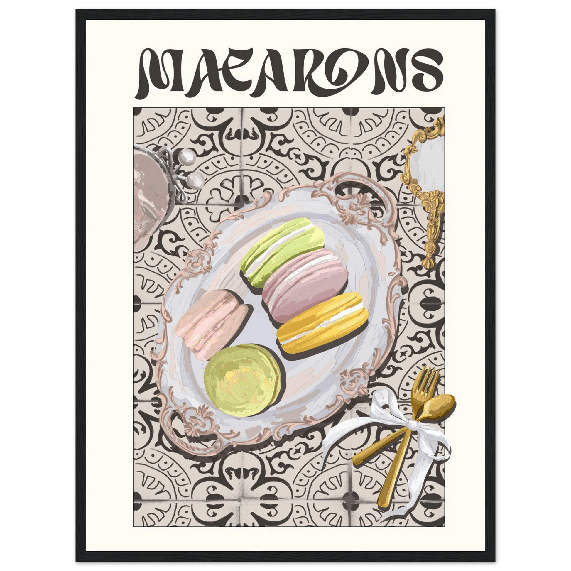 Macarons Poster – Playful French Patisserie Kitchen Wall Art Print (Digital & Printed Options) - Evergreen Posters