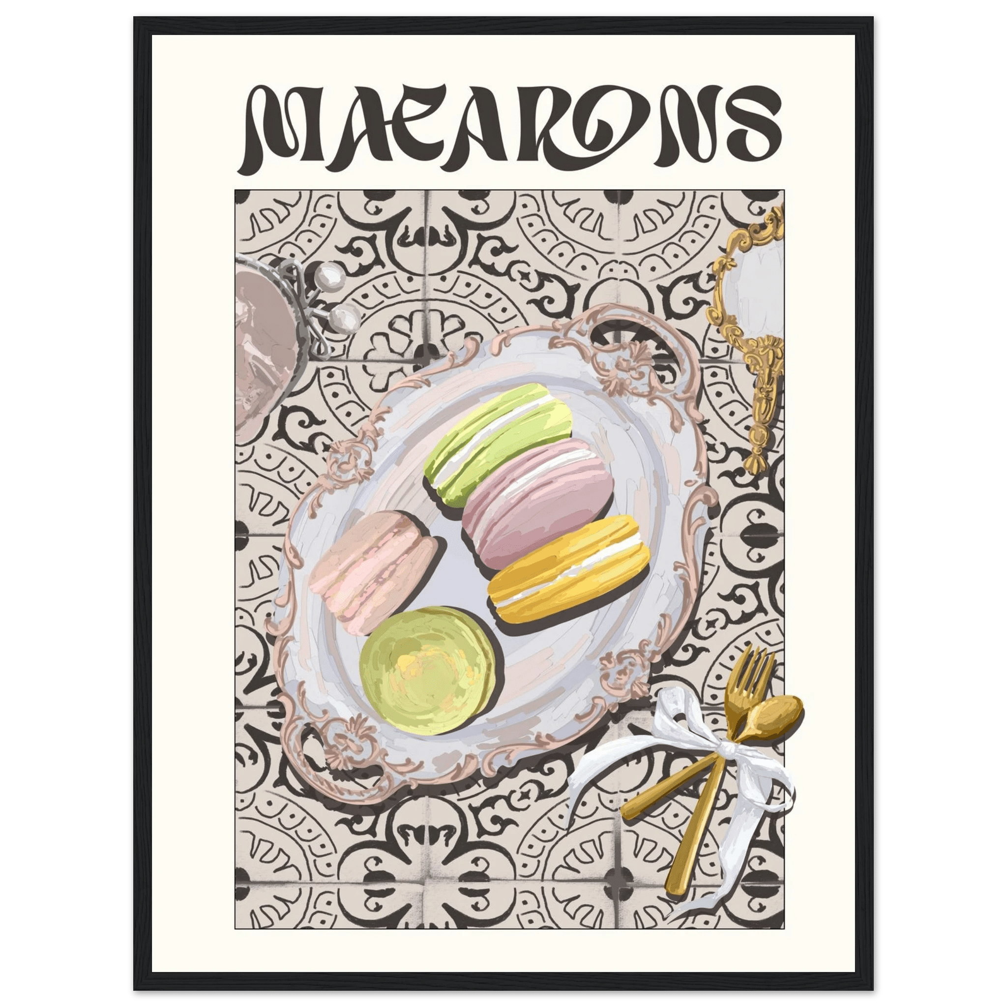 Macarons Poster – Playful French Patisserie Kitchen Wall Art Print (Digital & Printed Options) - Evergreen Posters