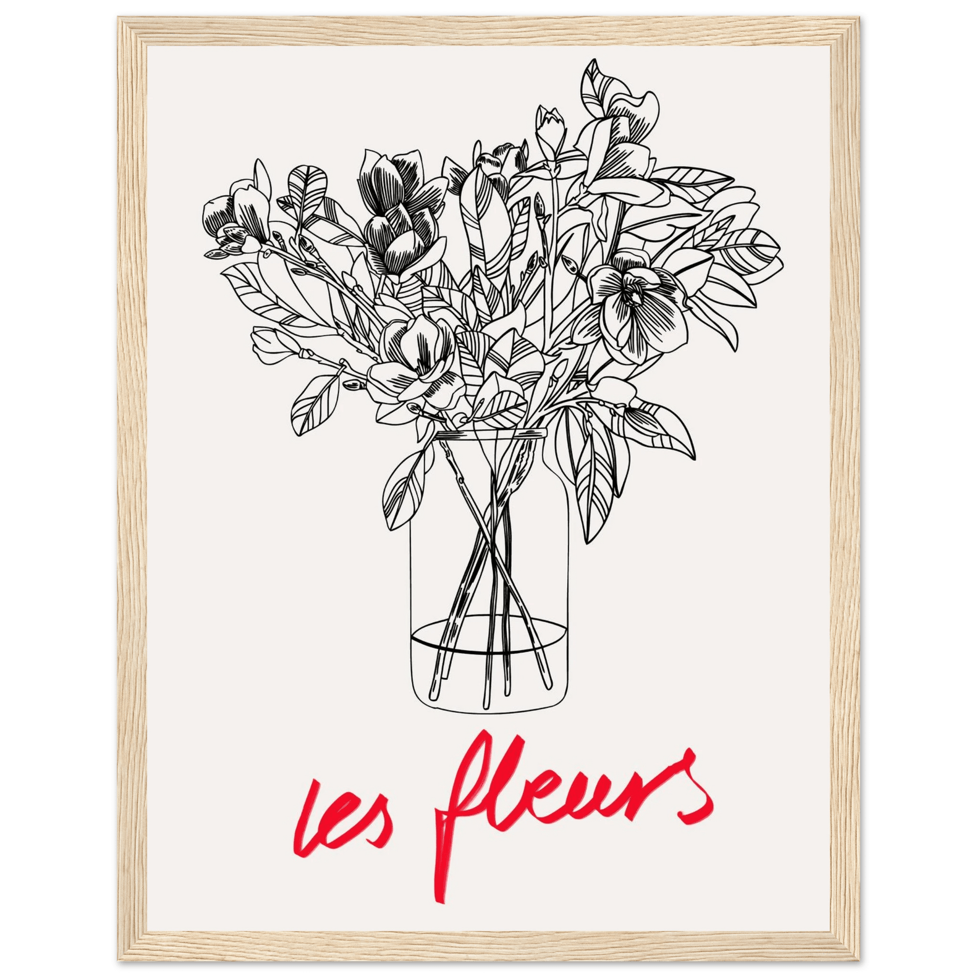 Les Fleurs Botanical Poster | French Flower Line Art Print | Minimalist Floral Wall Decor - Evergreen Posters
