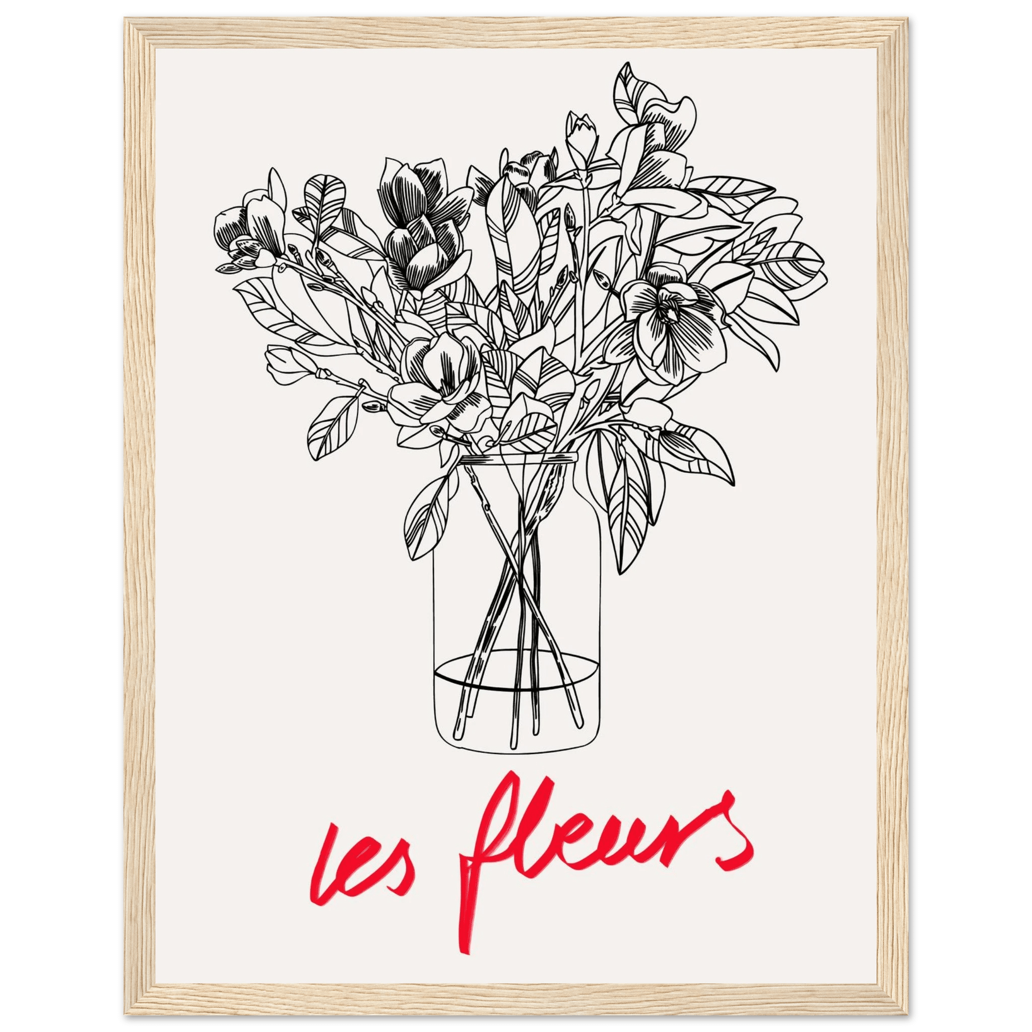 Les Fleurs Botanical Poster | French Flower Line Art Print | Minimalist Floral Wall Decor - Evergreen Posters
