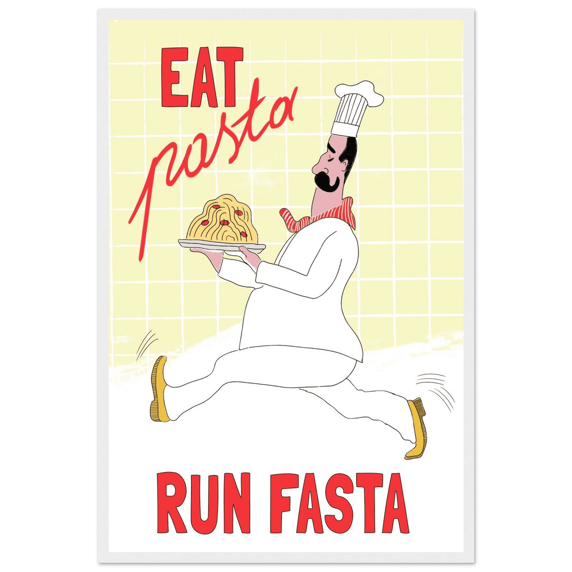 Eat Pasta Run Fasta Poster – Playful Kitchen Wall Art Print (Digital & Printed Options) - Evergreen Posters