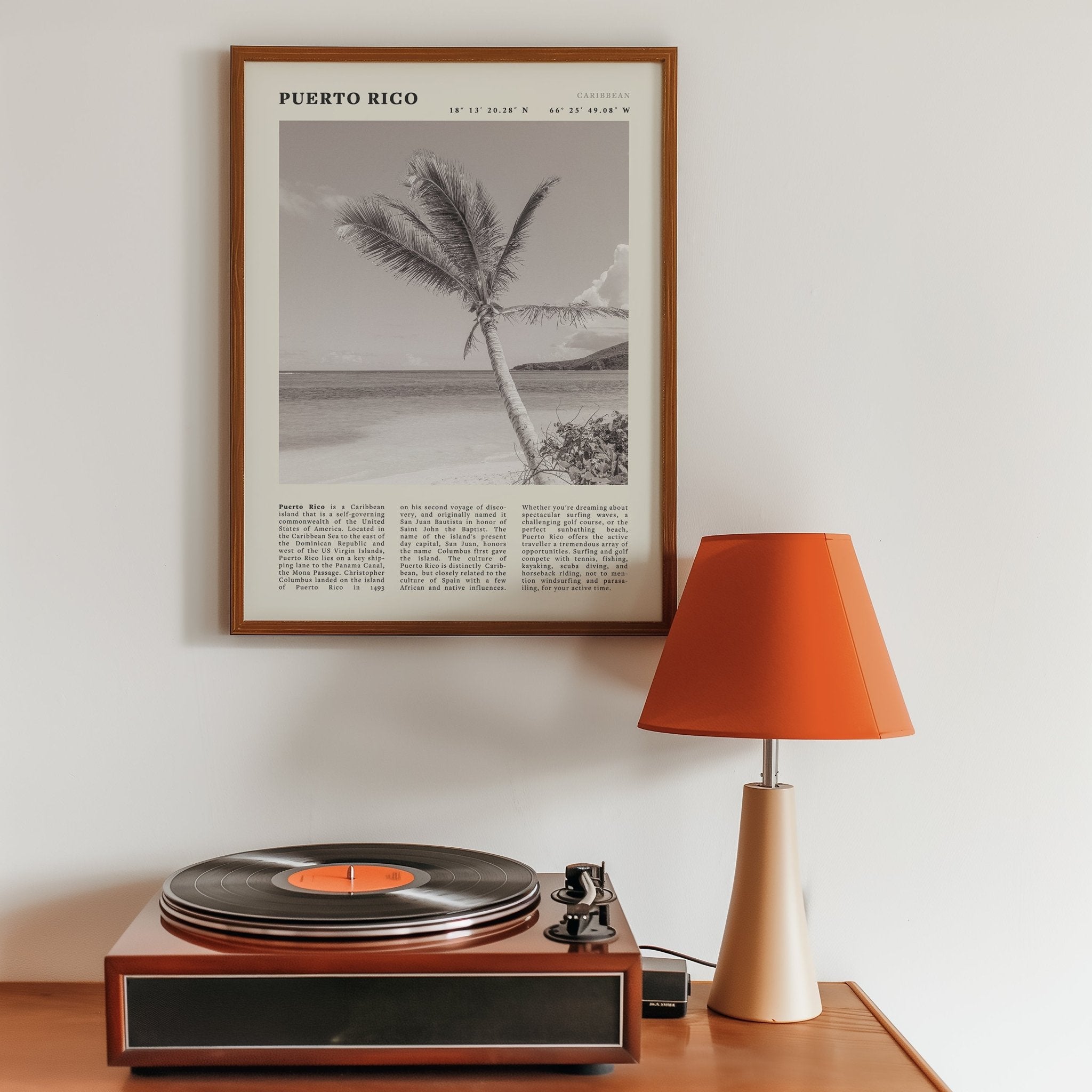 Puerto Rico Poster Black and White – Vintage Caribbean Palm Beach Print (Digital & Printed Options) - Evergreen Posters