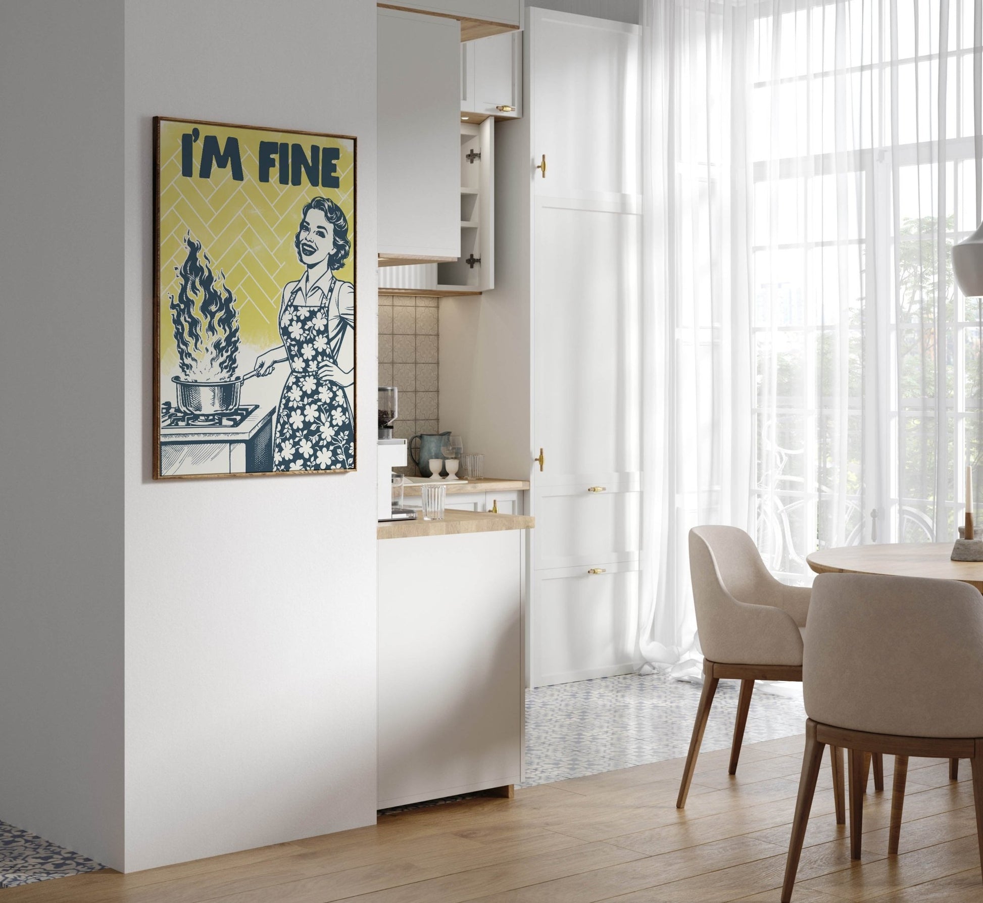 I'm Fine Poster – Funny Retro Kitchen Wall Art Print (Digital & Printed Options) - Evergreen Posters