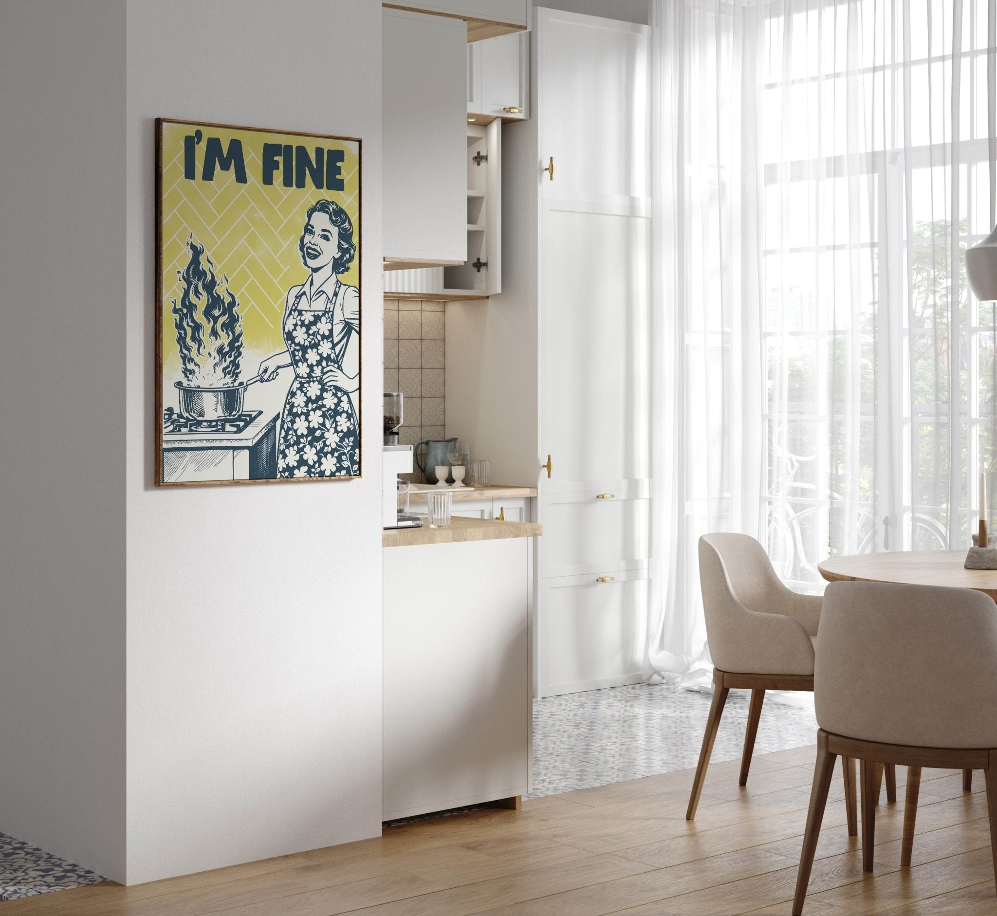 I'm Fine Poster – Funny Retro Kitchen Wall Art Print (Digital & Printed Options) - Evergreen Posters