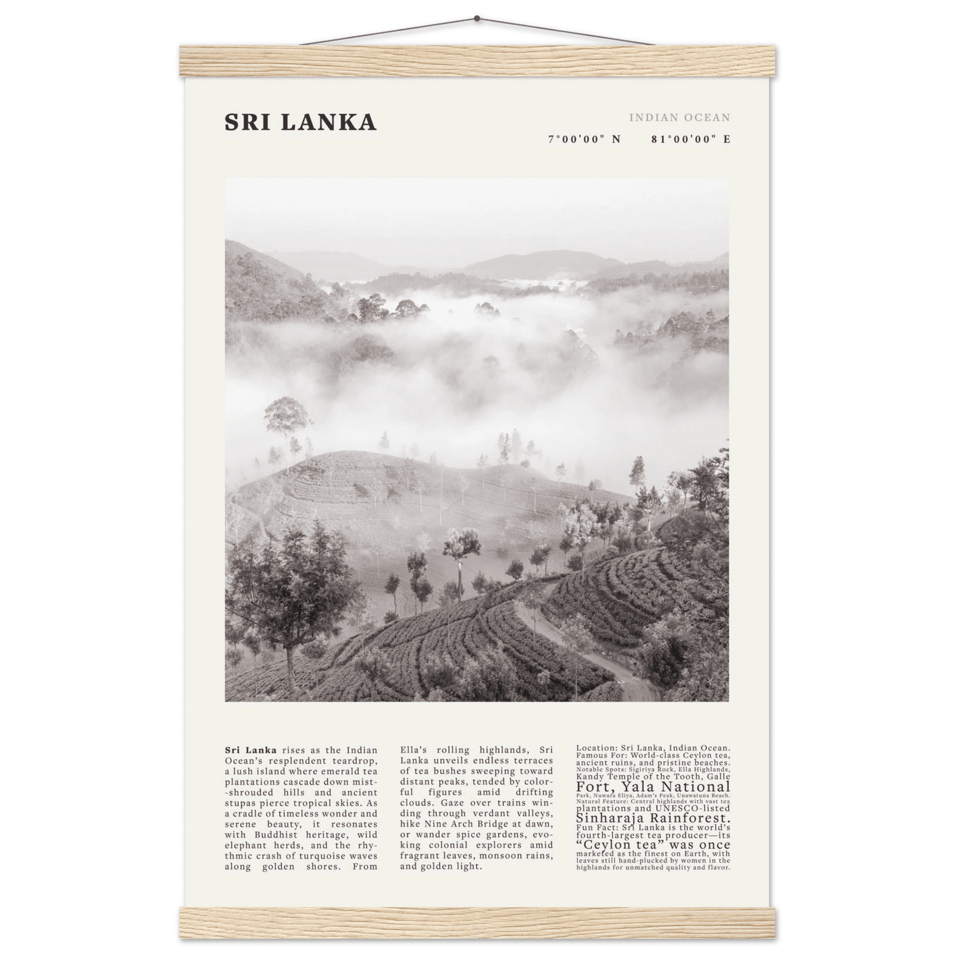 Sri Lanka Poster Black and White – Vintage Ceylon Tea Plantation Print (Digital & Printed Options) - Evergreen Posters