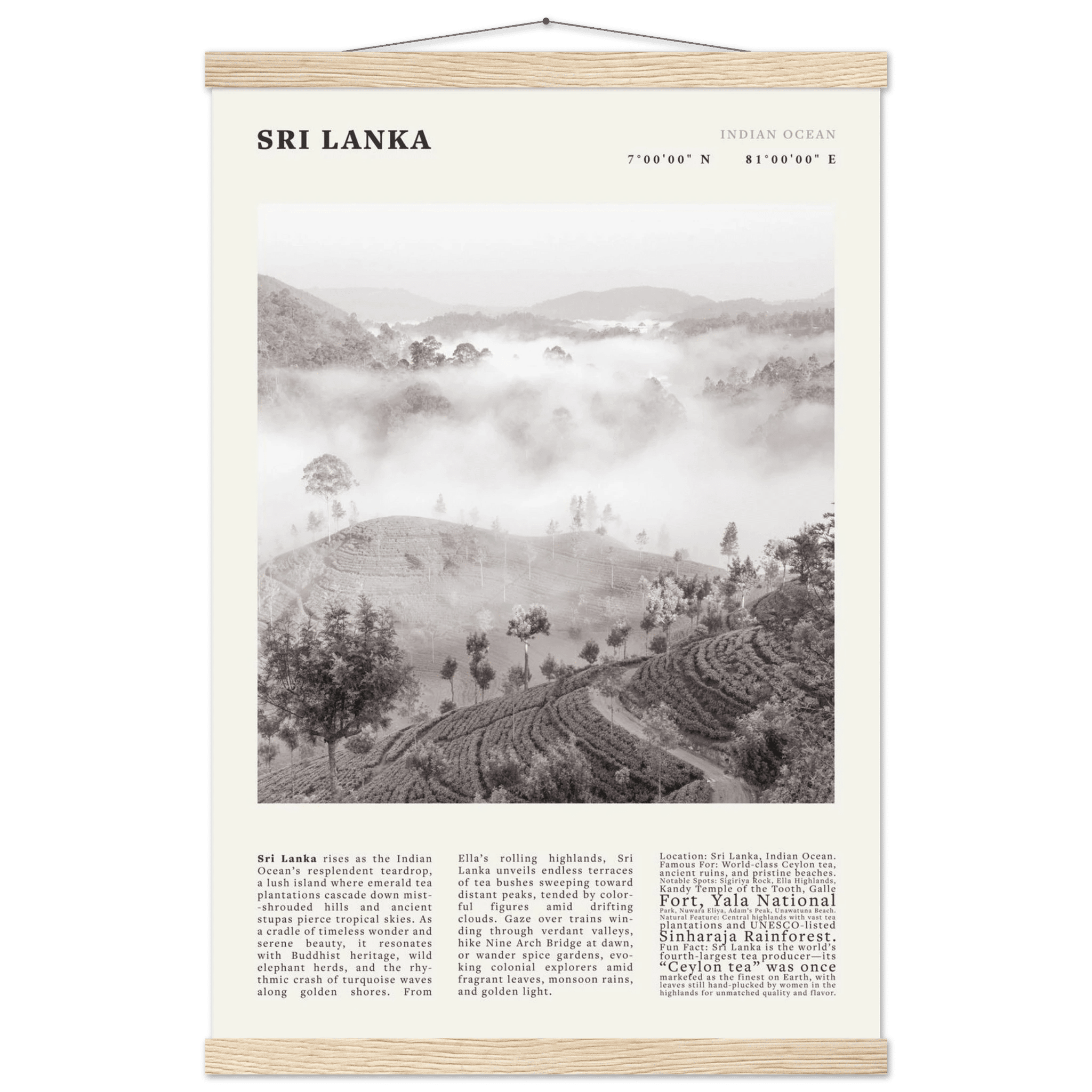 Sri Lanka Poster Black and White – Vintage Ceylon Tea Plantation Print (Digital & Printed Options) - Evergreen Posters