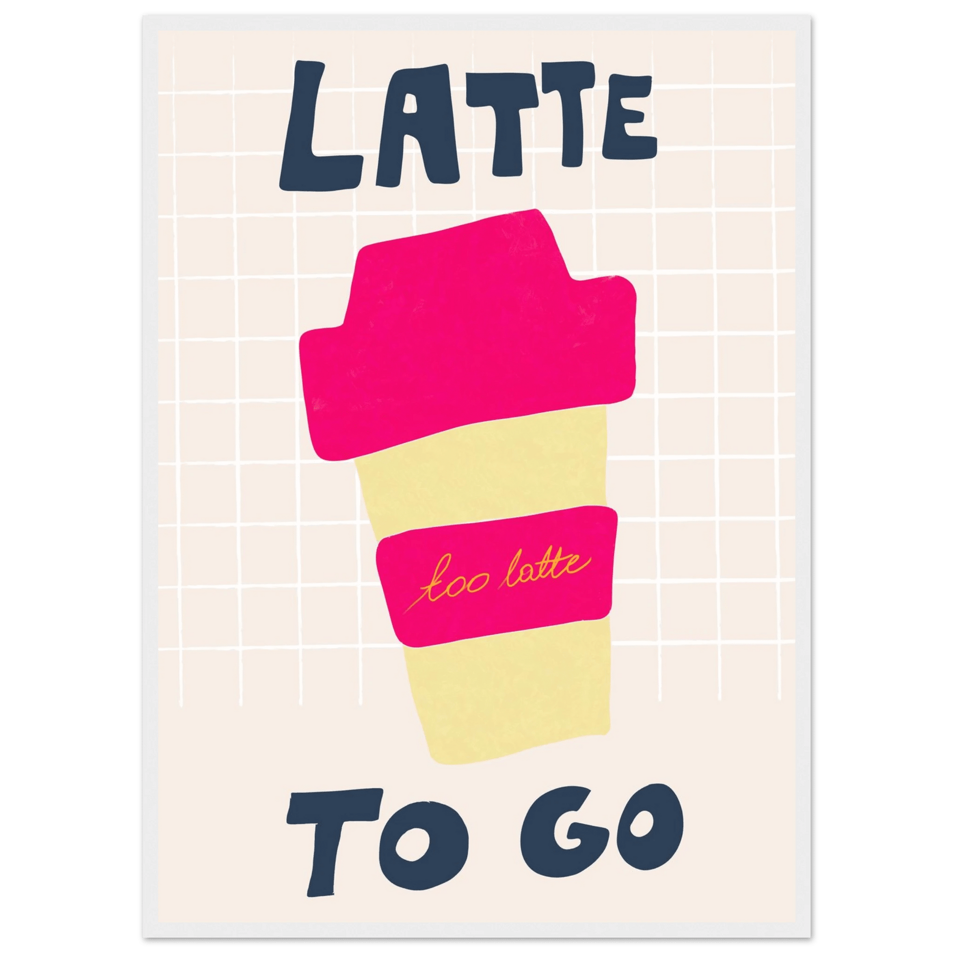 Latte To Go Poster – Playful Coffee Kitchen Wall Art Print (Digital & Printed Options) - Evergreen Posters