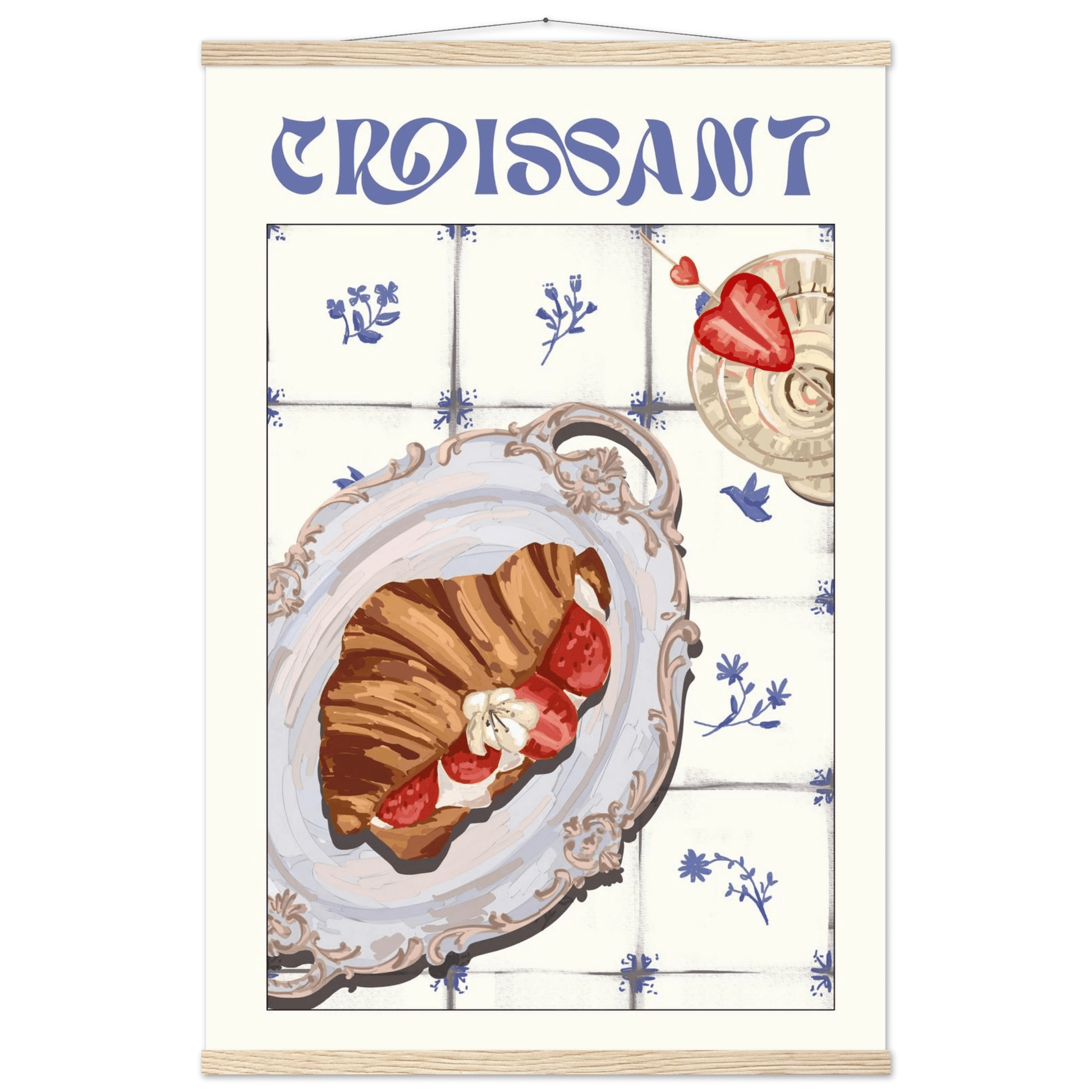 Croissant Poster – Charming French Breakfast Kitchen Wall Art Print (Digital & Printed Options) - Evergreen Posters