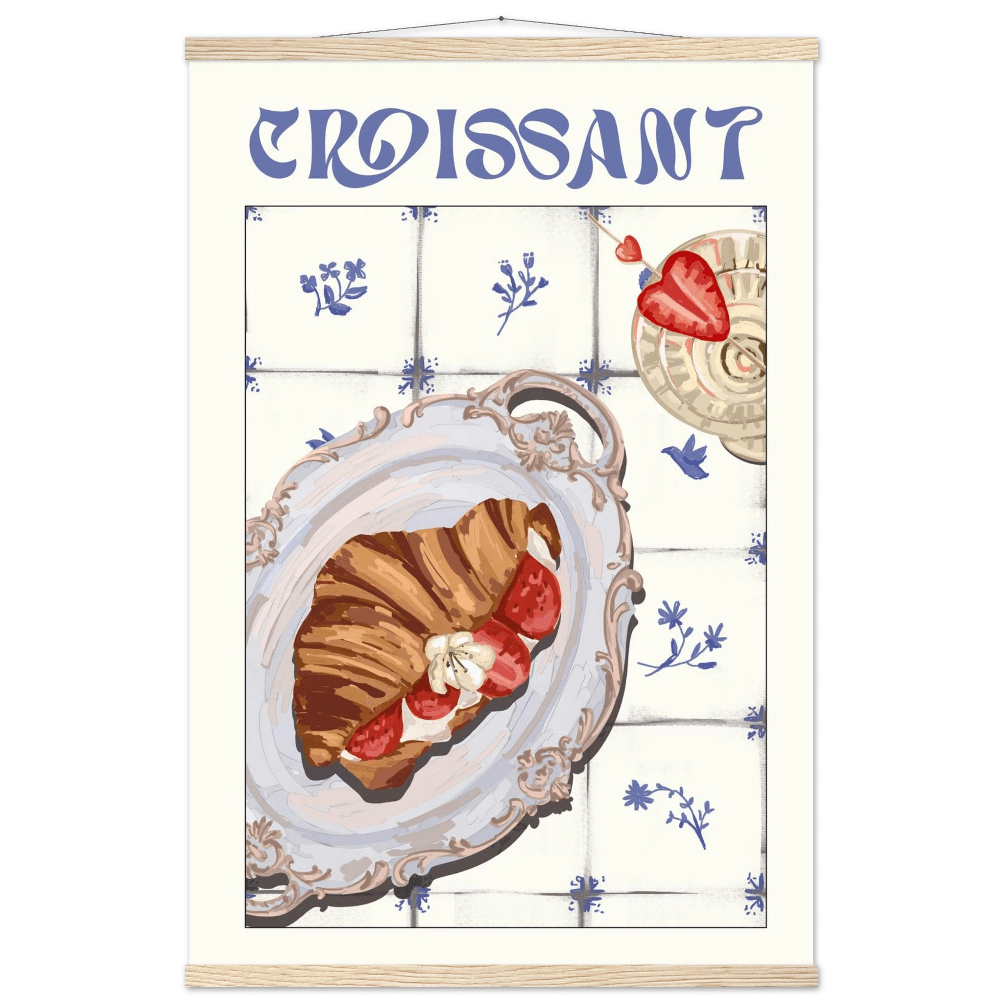Croissant Poster – Charming French Breakfast Kitchen Wall Art Print (Digital & Printed Options) - Evergreen Posters