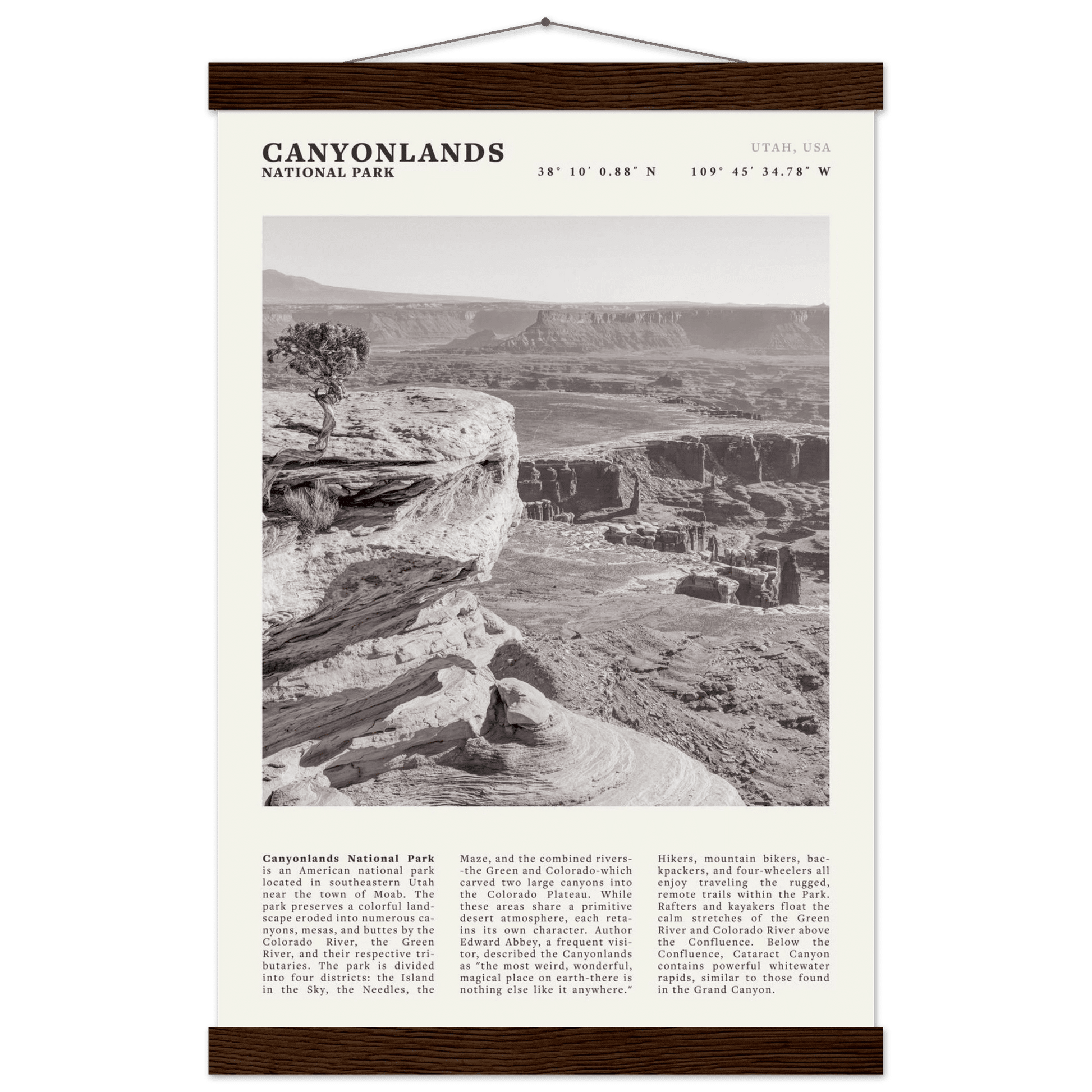 Canyonlands National Park Poster | Black & White Utah Wall Art | Canyon Travel Print - Evergreen Posters