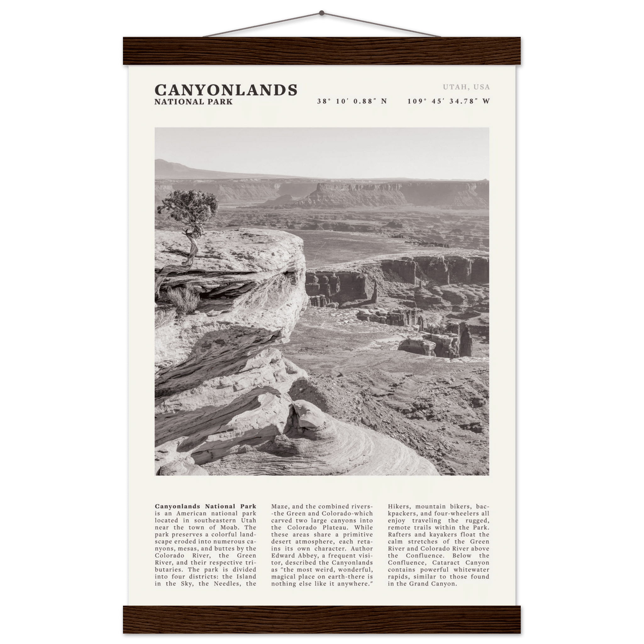 Canyonlands National Park Poster | Black & White Utah Wall Art | Canyon Travel Print - Evergreen Posters