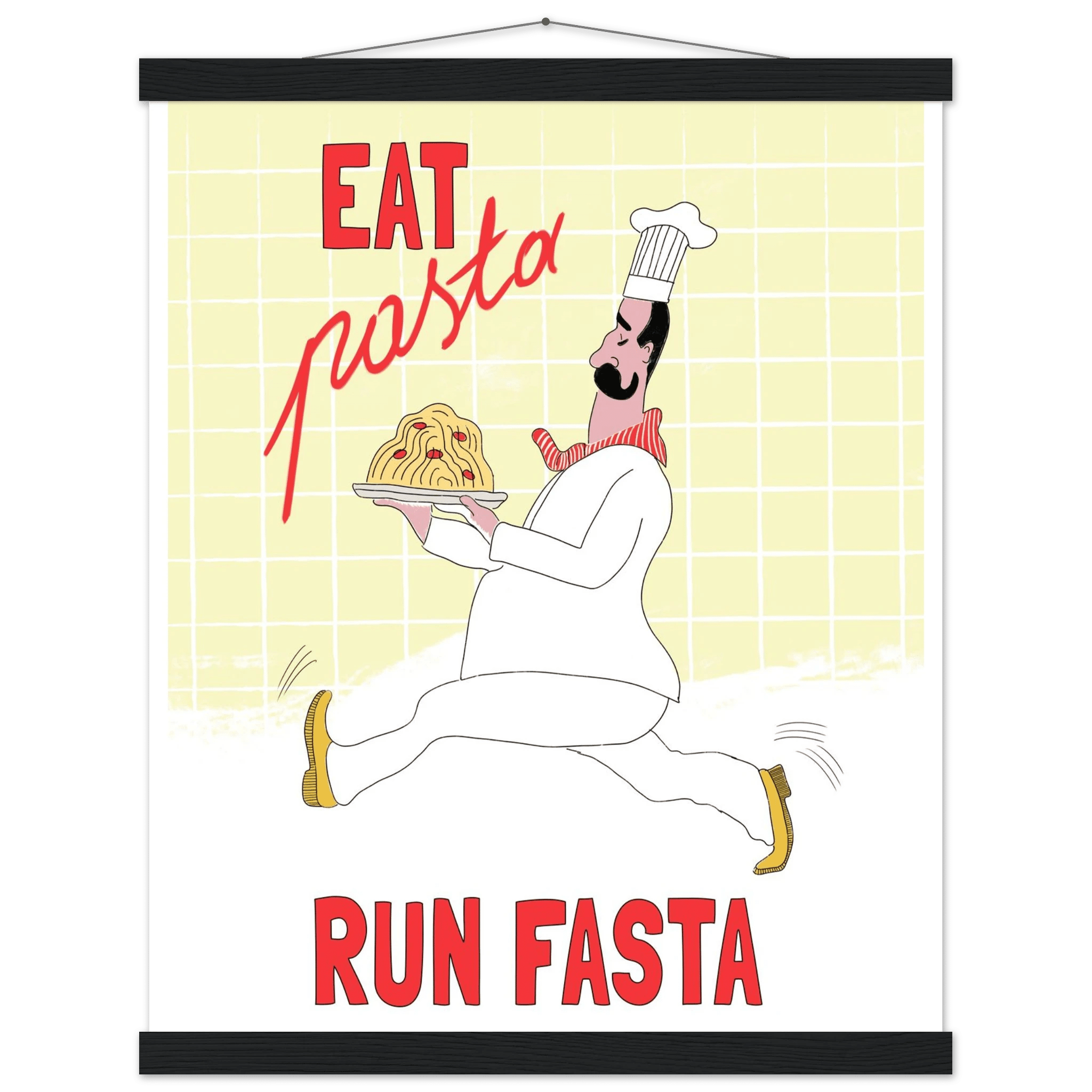 Eat Pasta Run Fasta Poster – Playful Kitchen Wall Art Print (Digital & Printed Options) - Evergreen Posters
