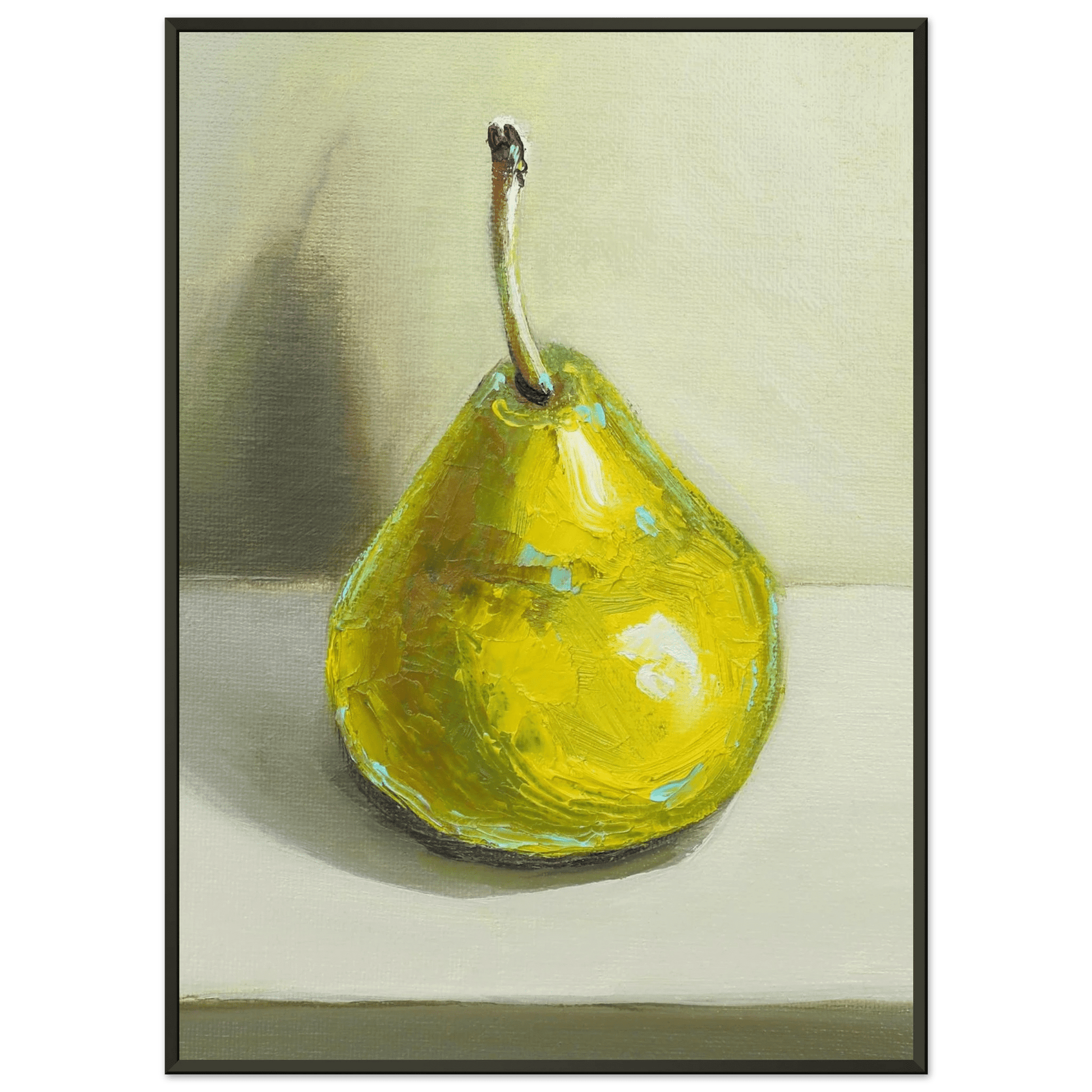 Pear Print | Green Pear Oil Painting Wall Art | Kitchen Poster - Evergreen Posters
