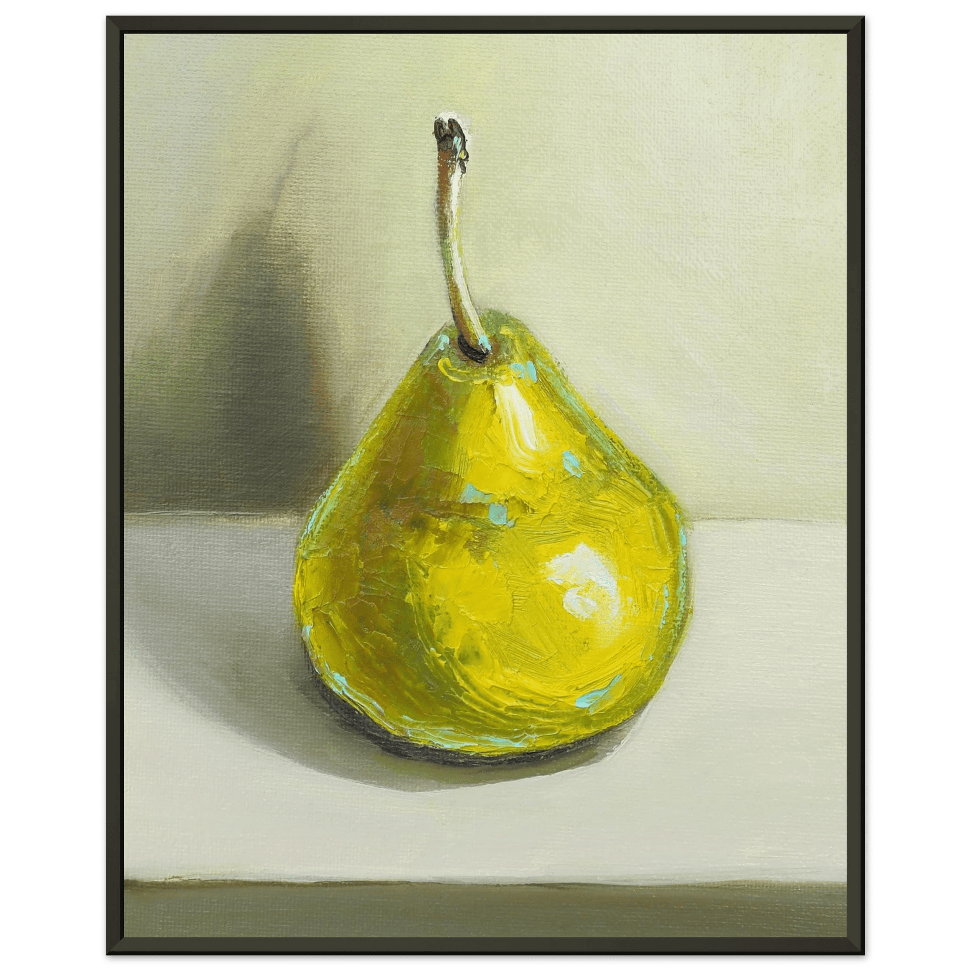 Pear Print | Green Pear Oil Painting Wall Art | Kitchen Poster - Evergreen Posters