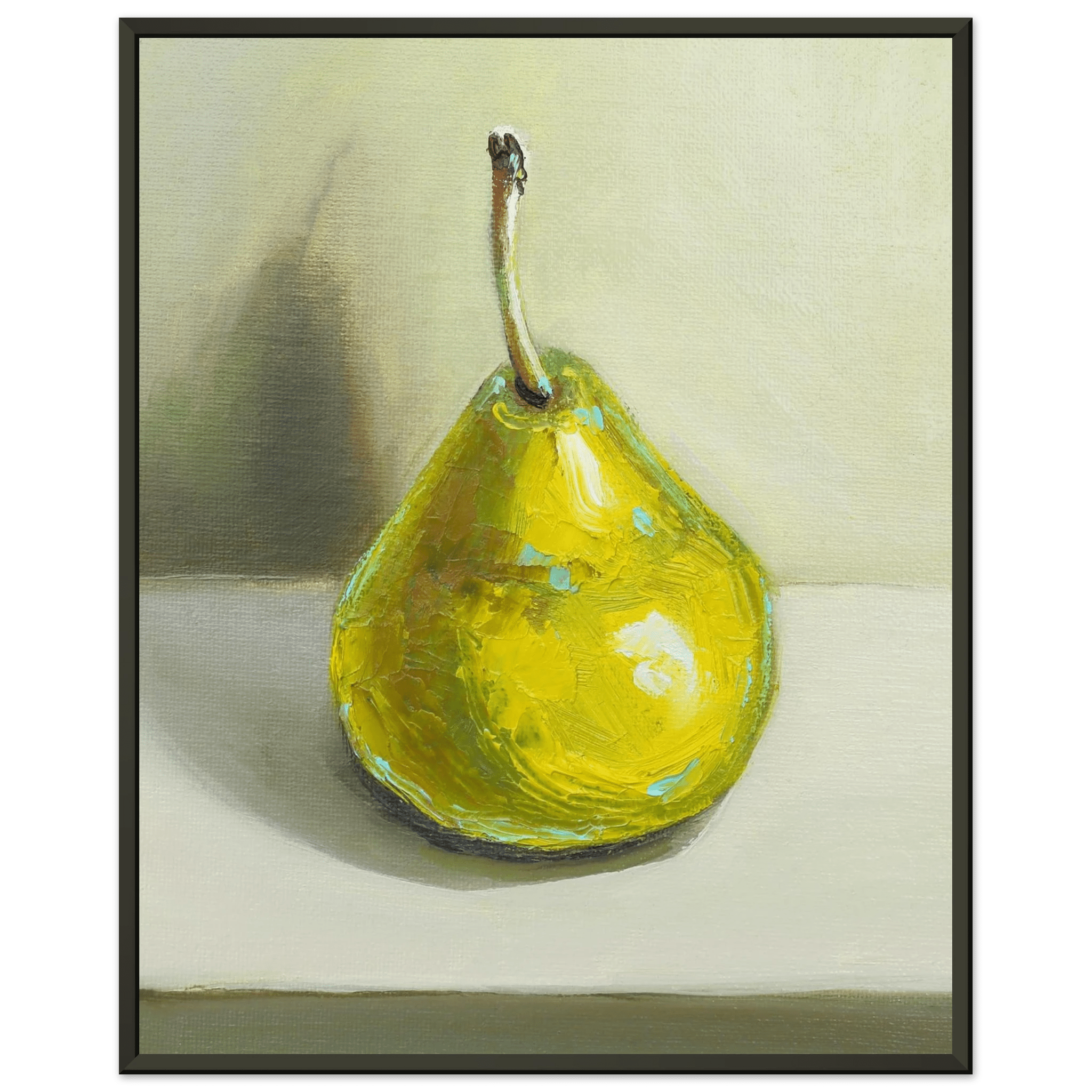 Pear Print | Green Pear Oil Painting Wall Art | Kitchen Poster - Evergreen Posters