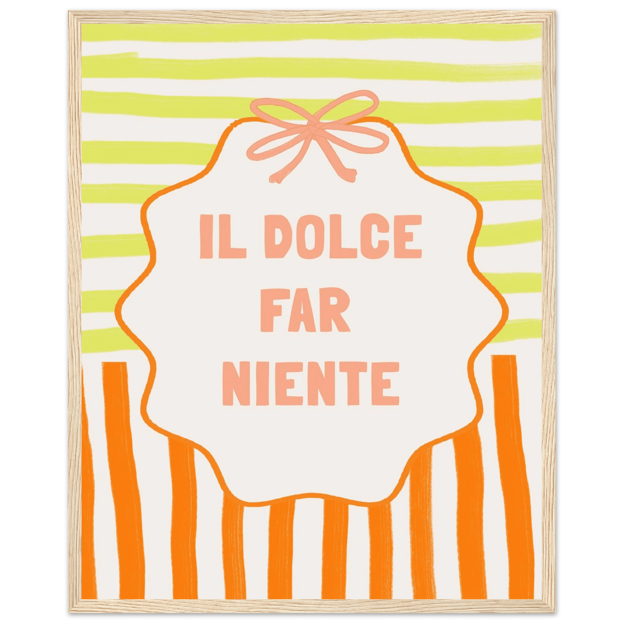 Il Dolce Far Niente Italian Print | Coquette Stripe Wall Art - Evergreen Posters