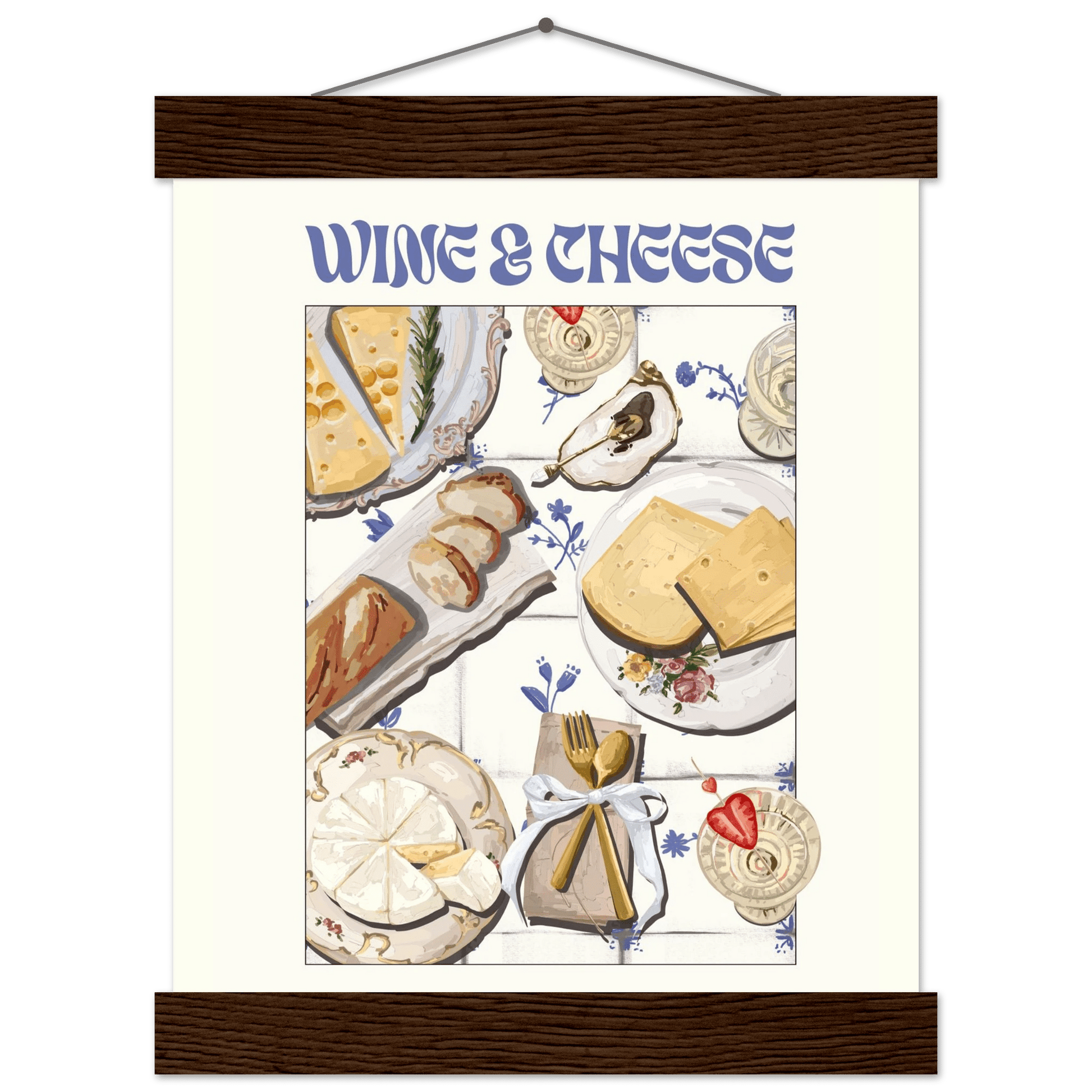 Wine & Cheese Poster – Elegant Kitchen & Dining Wall Art Print (Digital & Printed Options) - Evergreen Posters