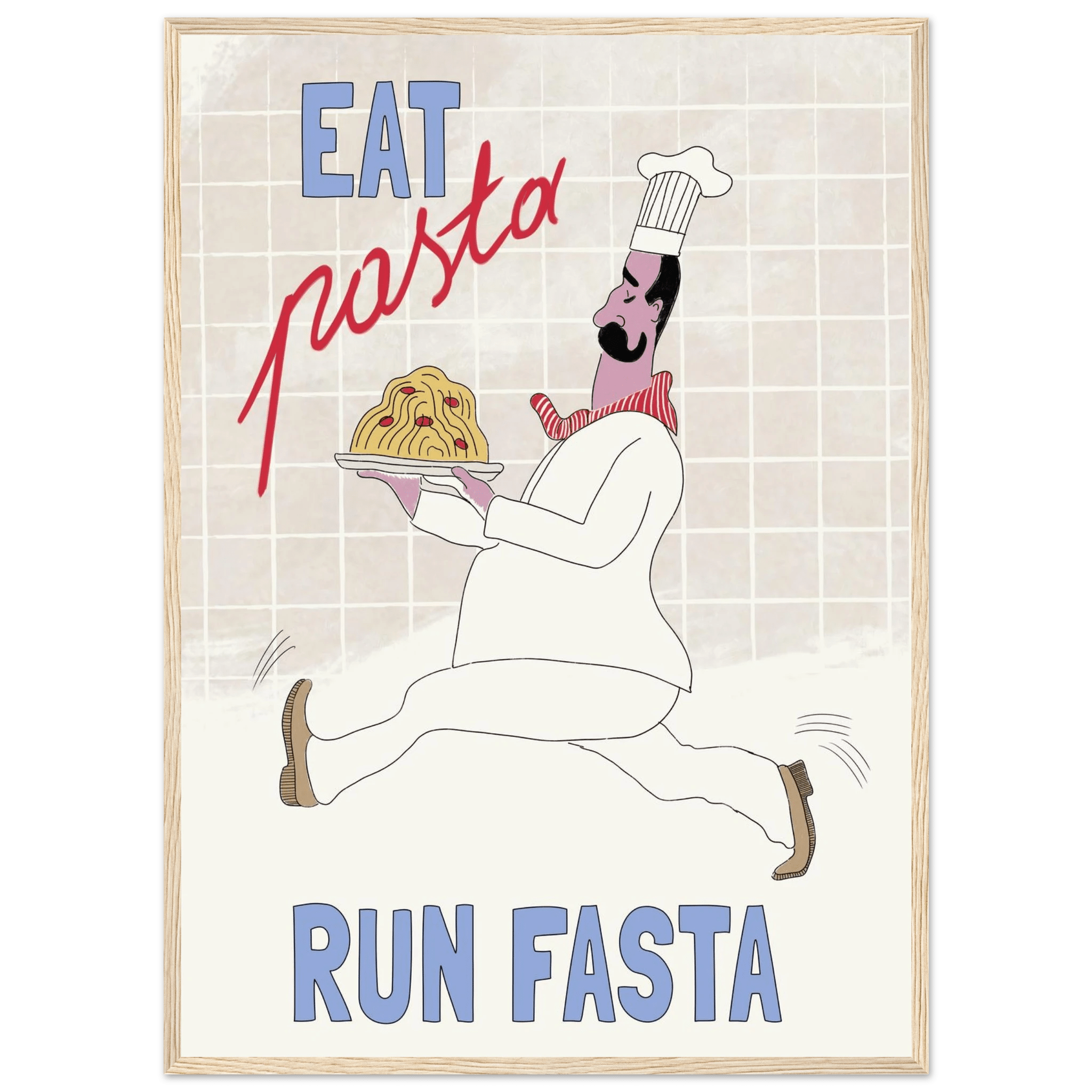 Eat Pasta Run Fasta Poster – Fun Kitchen Wall Art Print (Digital & Printed Options) - Evergreen Posters