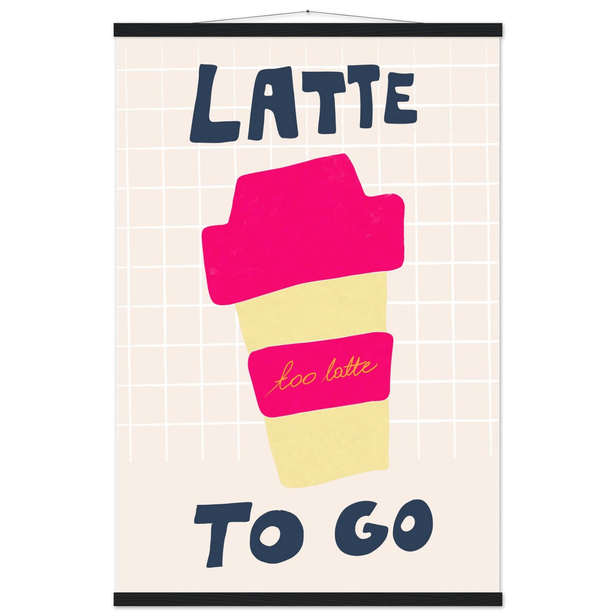 Latte To Go Poster – Playful Coffee Kitchen Wall Art Print (Digital & Printed Options) - Evergreen Posters