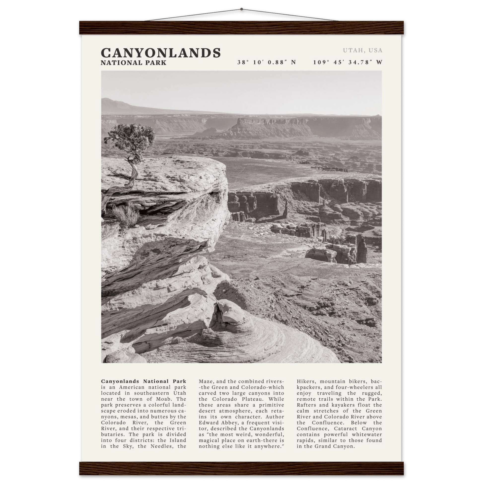Canyonlands National Park Poster | Black & White Utah Wall Art | Canyon Travel Print - Evergreen Posters