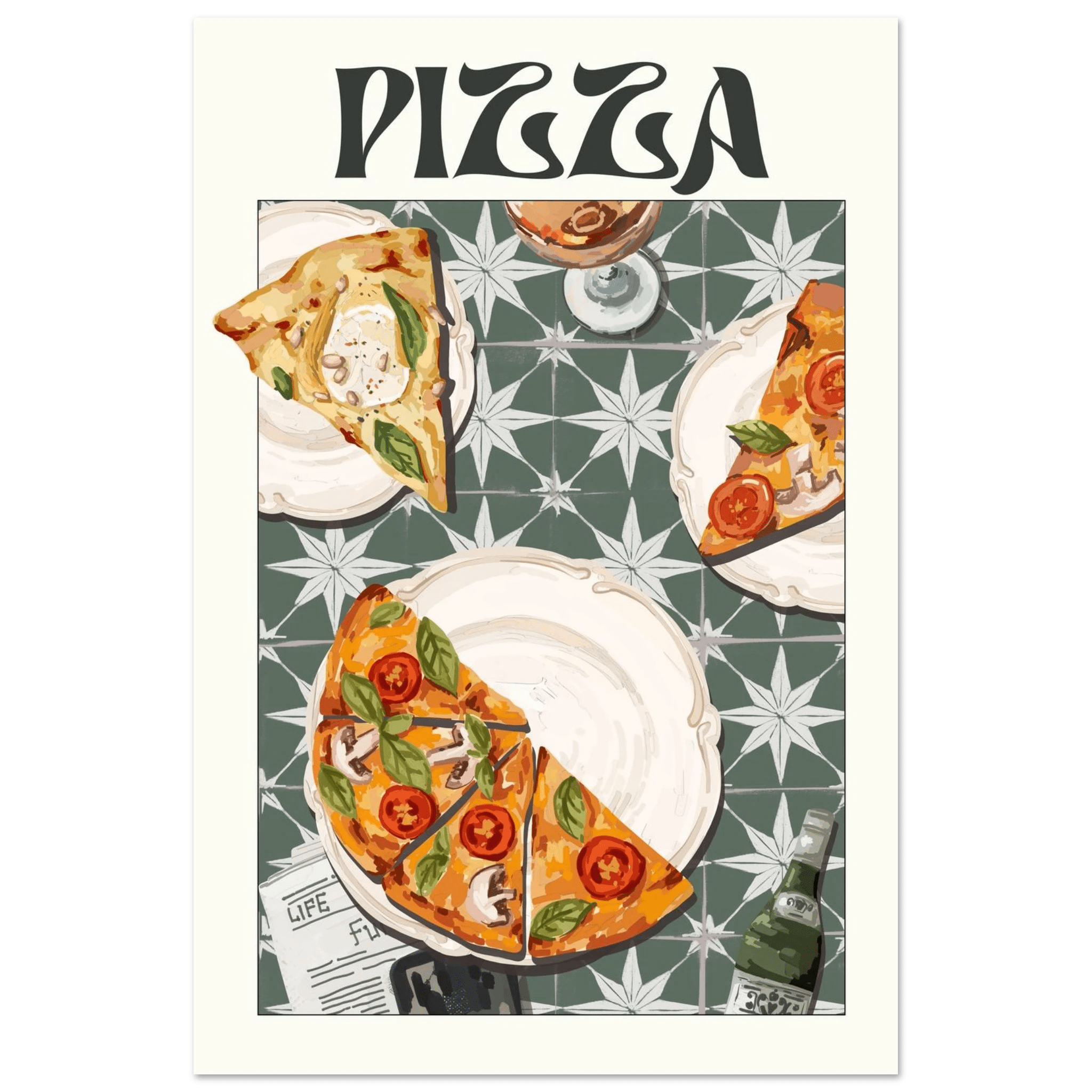 Pizza Poster – Playful Italian Kitchen Wall Art Print (Digital & Printed Options) - Evergreen Posters