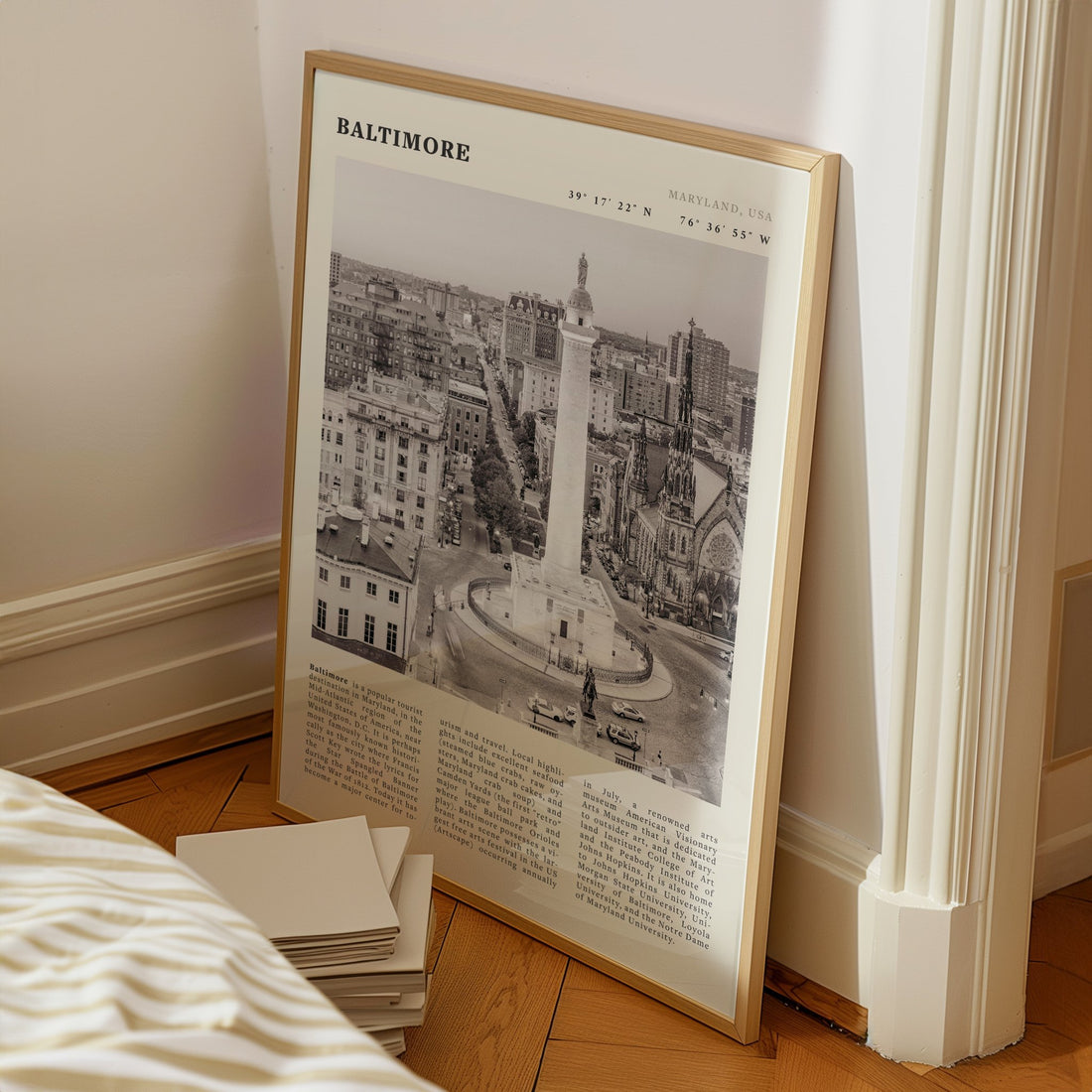 Baltimore Poster | Black & White Maryland City Wall Art | USA Travel Print - Evergreen Posters