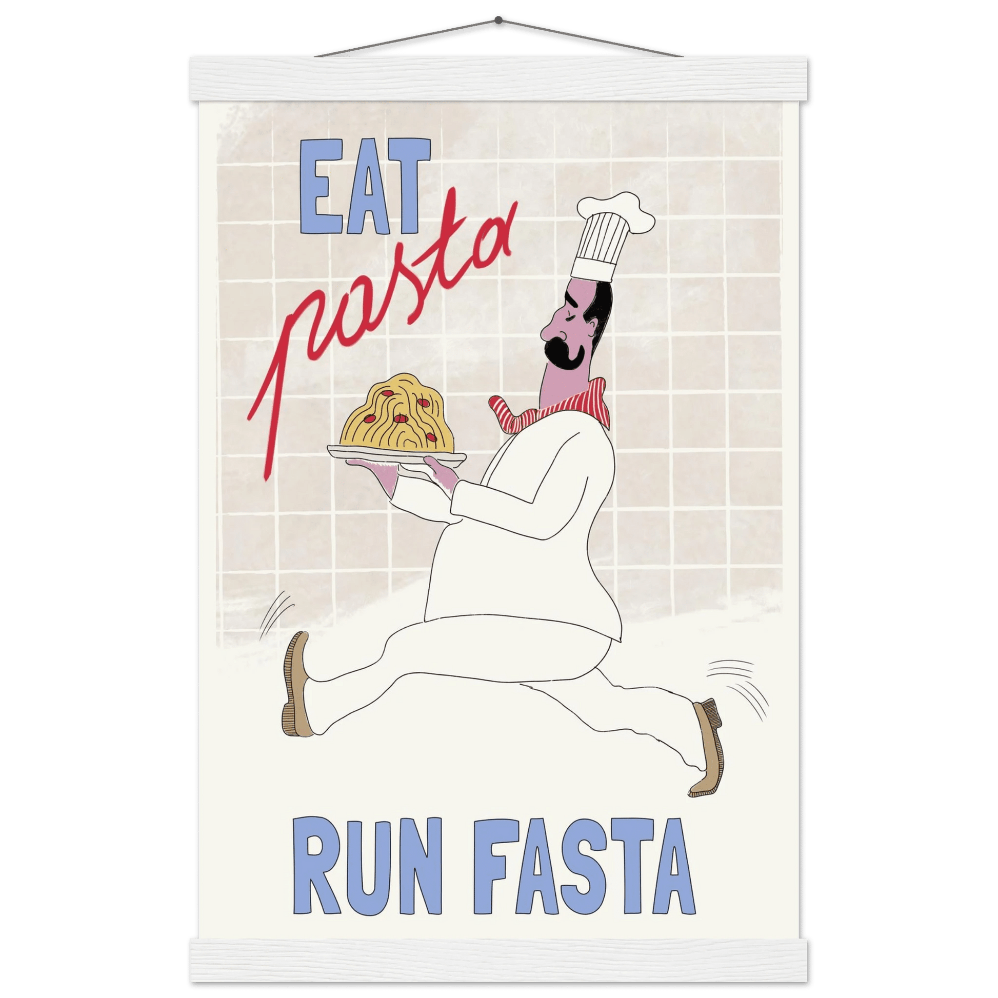 Eat Pasta Run Fasta Poster – Fun Kitchen Wall Art Print (Digital & Printed Options) - Evergreen Posters