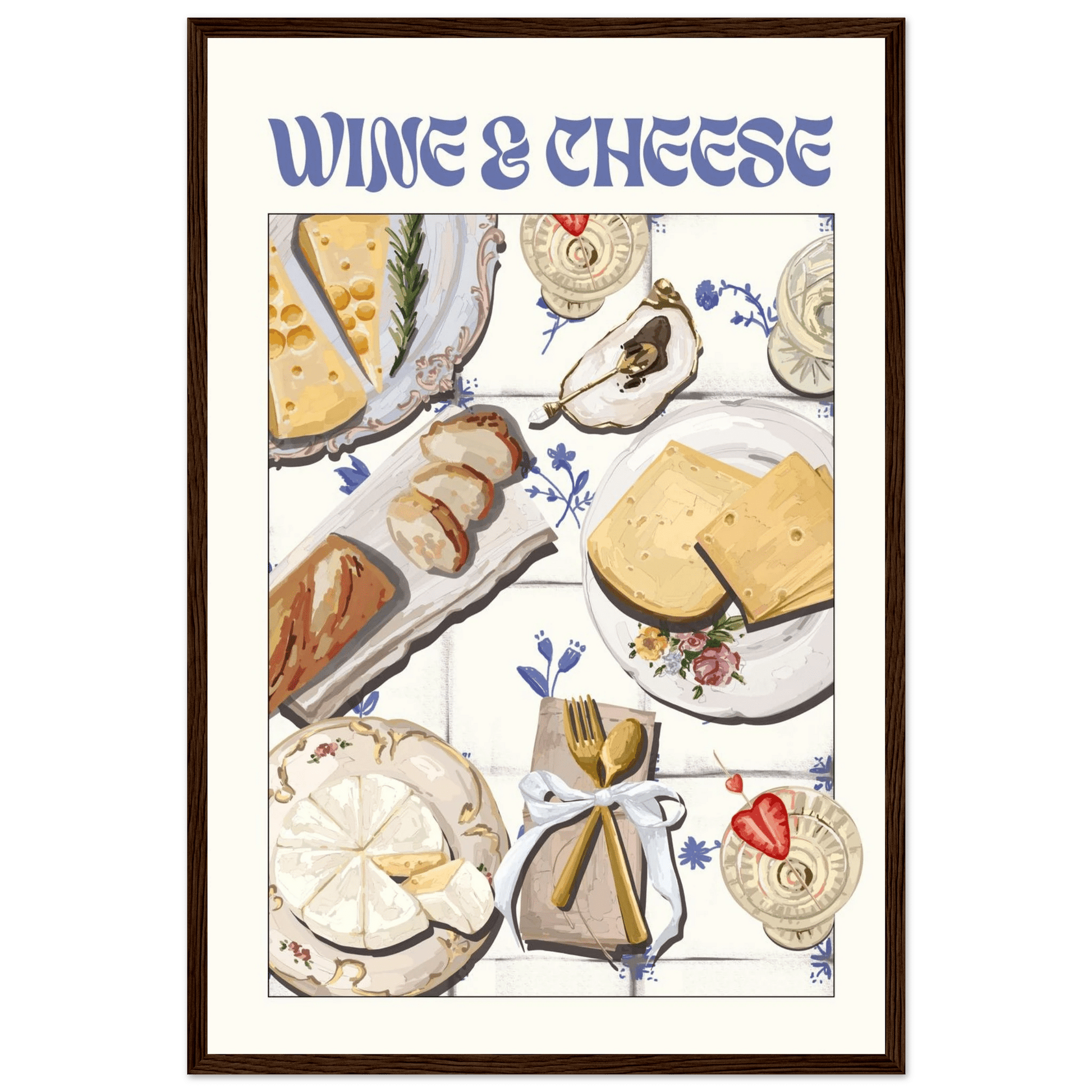 Wine & Cheese Poster – Elegant Kitchen & Dining Wall Art Print (Digital & Printed Options) - Evergreen Posters