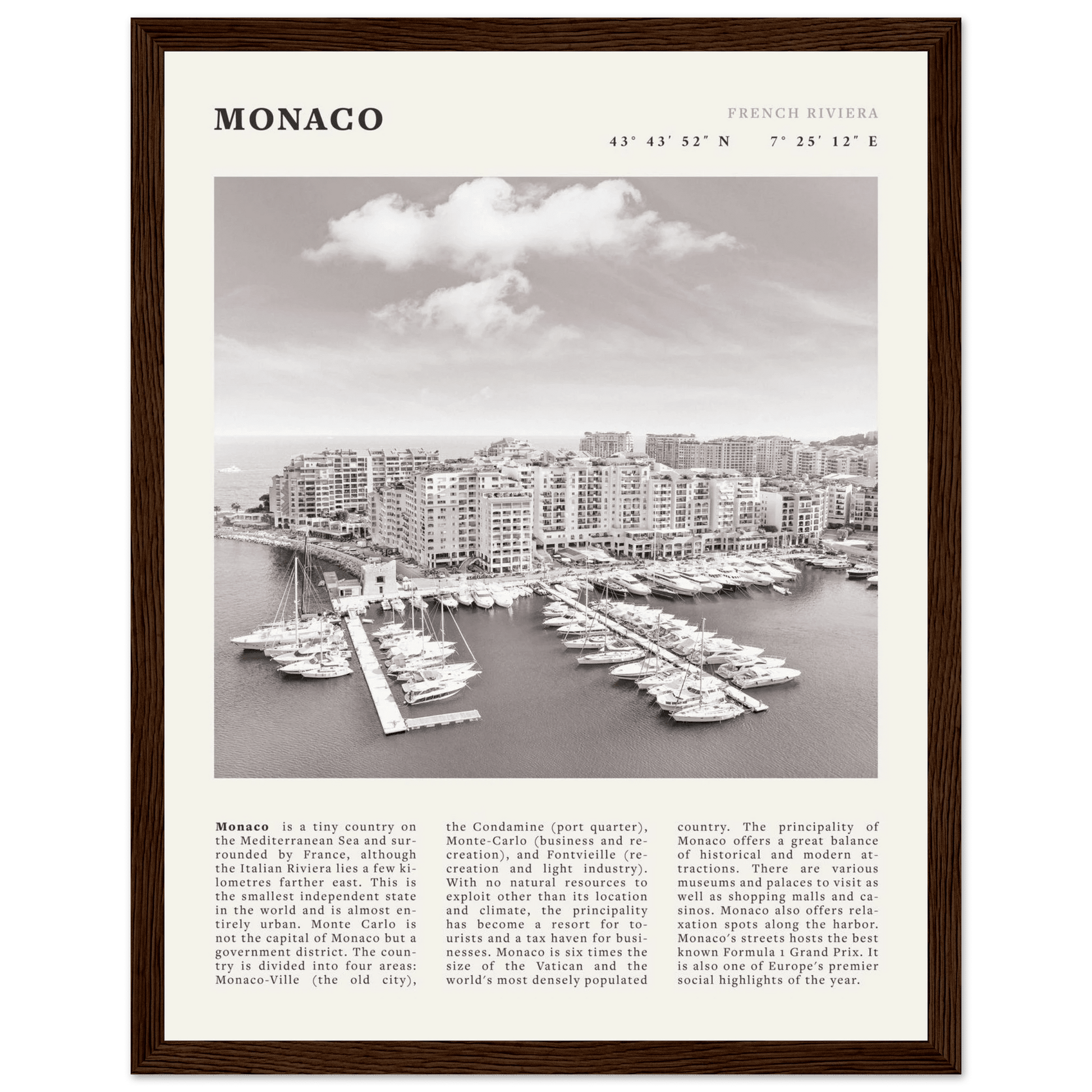 Monaco Poster Black and White – Vintage Monte Carlo Harbor Print (Digital & Printed Options) - Evergreen Posters
