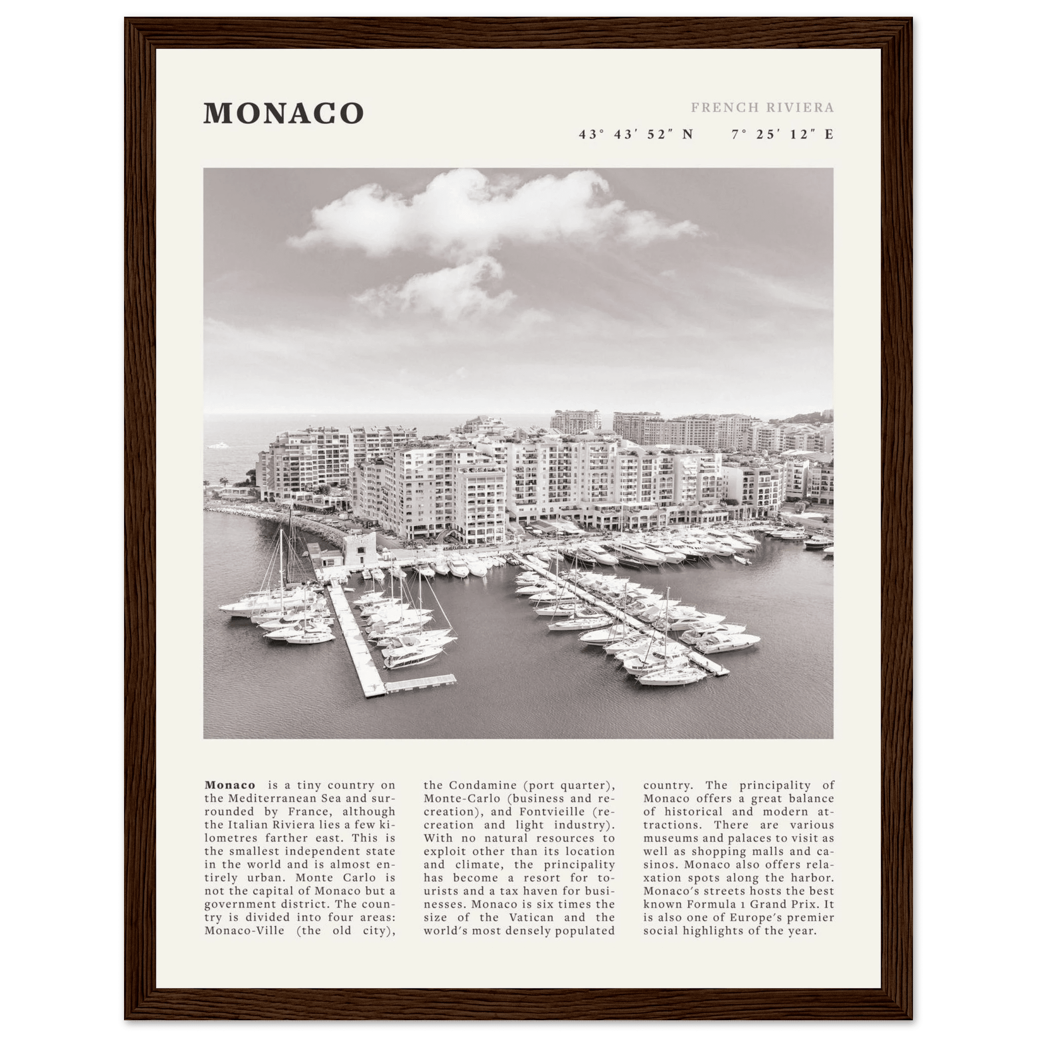 Monaco Poster Black and White – Vintage Monte Carlo Harbor Print (Digital & Printed Options) - Evergreen Posters