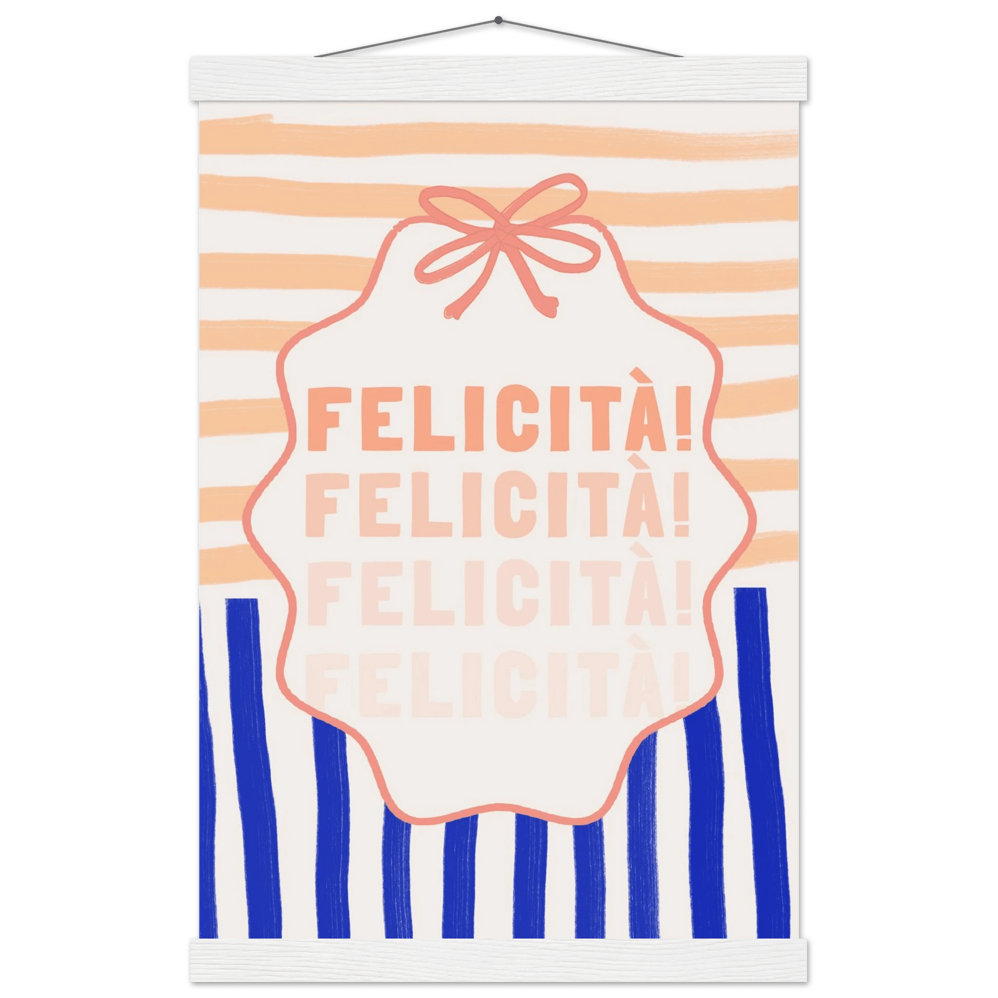 Felicità Italian Happiness Quote Print | Coquette Stripe Wall Art - Evergreen Posters