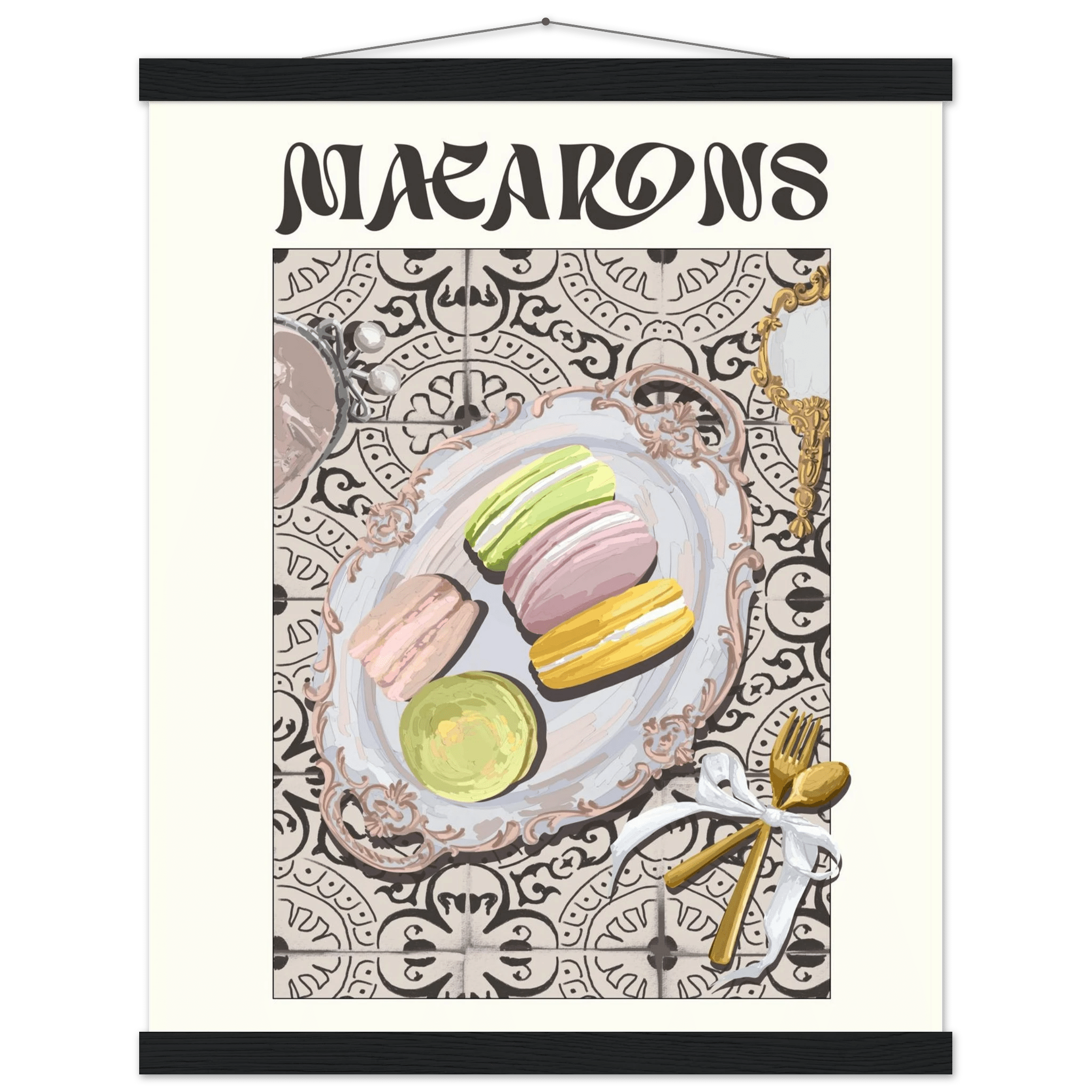 Macarons Poster – Playful French Patisserie Kitchen Wall Art Print (Digital & Printed Options) - Evergreen Posters