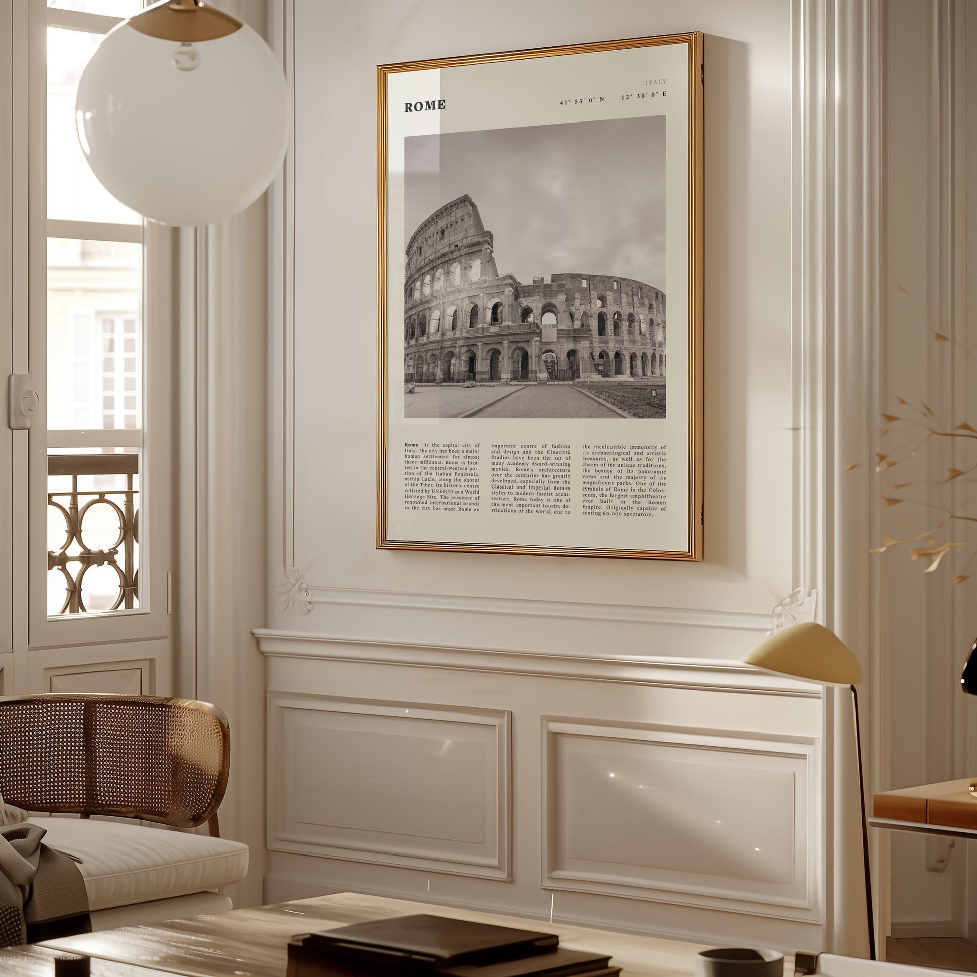 Rome Poster | Black & White Colosseum Wall Art | Italy Travel Print | Roman Decor - Evergreen Posters