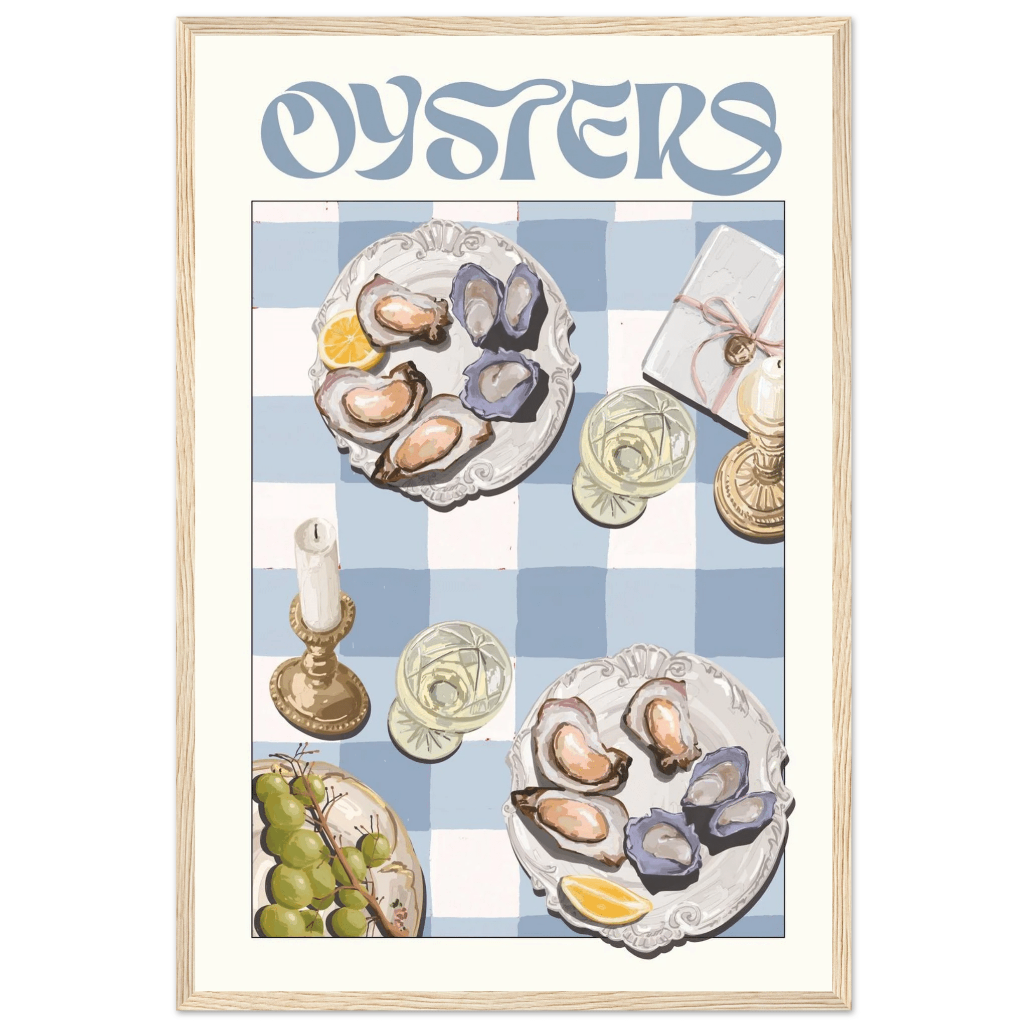 Oysters Poster – Playful Seafood Kitchen Wall Art Print (Digital & Printed Options) - Evergreen Posters
