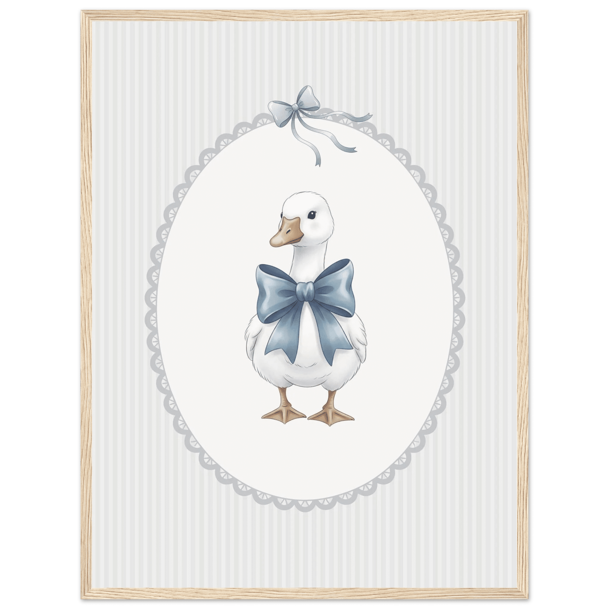 Blue Bow Duck Nursery Poster – Sweet Baby Room Wall Art Print - Evergreen Posters