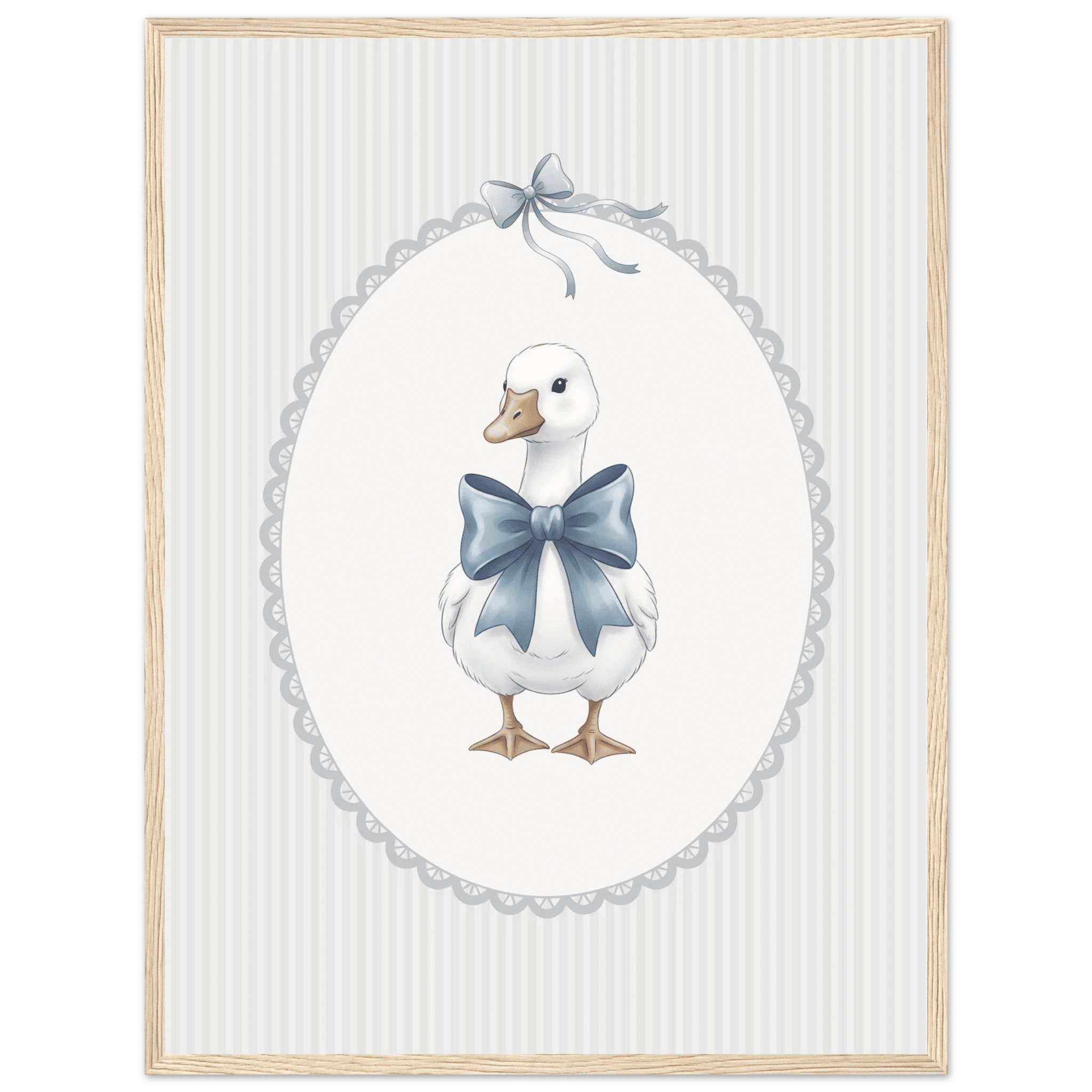 Blue Bow Duck Nursery Poster – Sweet Baby Room Wall Art Print - Evergreen Posters