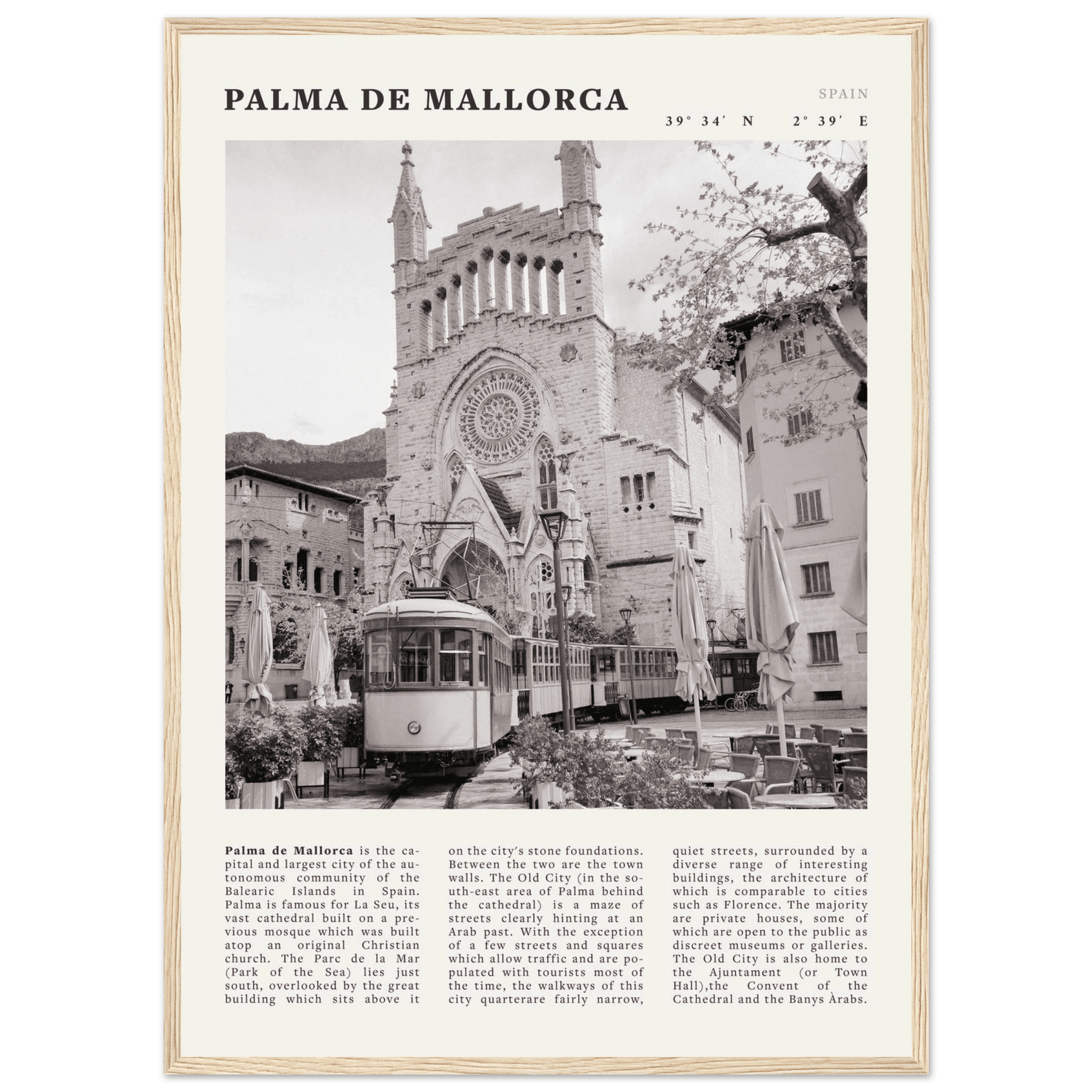 Palma de Mallorca Poster | Black & White Spain Wall Art | Travel Print | Mediterranean Decor - Evergreen Posters