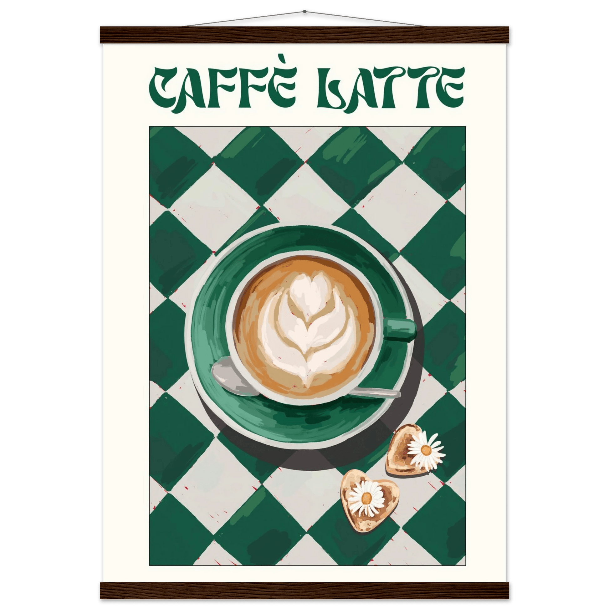 Caffè Latte Poster – Playful Coffee Kitchen Wall Art Print (Digital & Printed Options) - Evergreen Posters