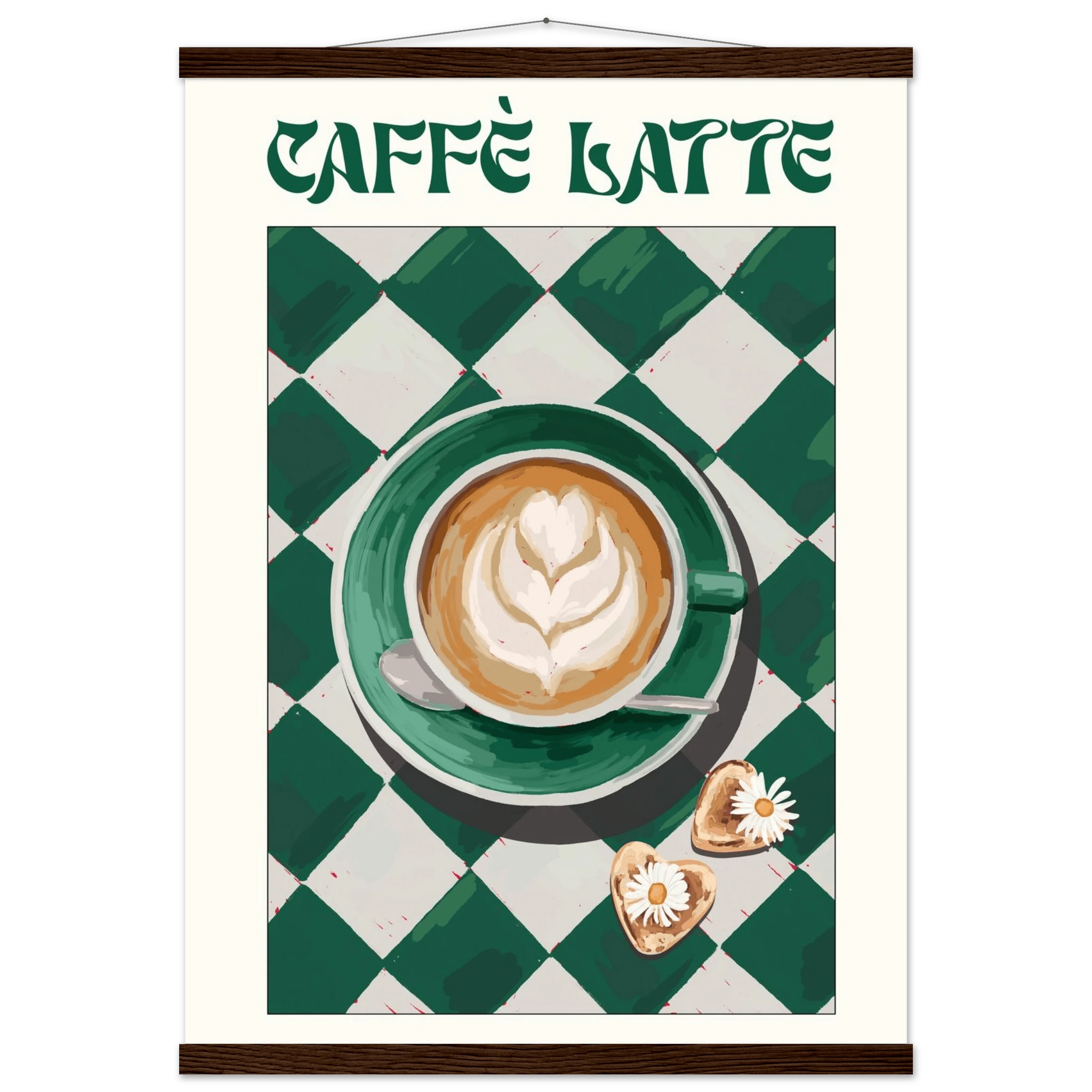 Caffè Latte Poster – Playful Coffee Kitchen Wall Art Print (Digital & Printed Options) - Evergreen Posters