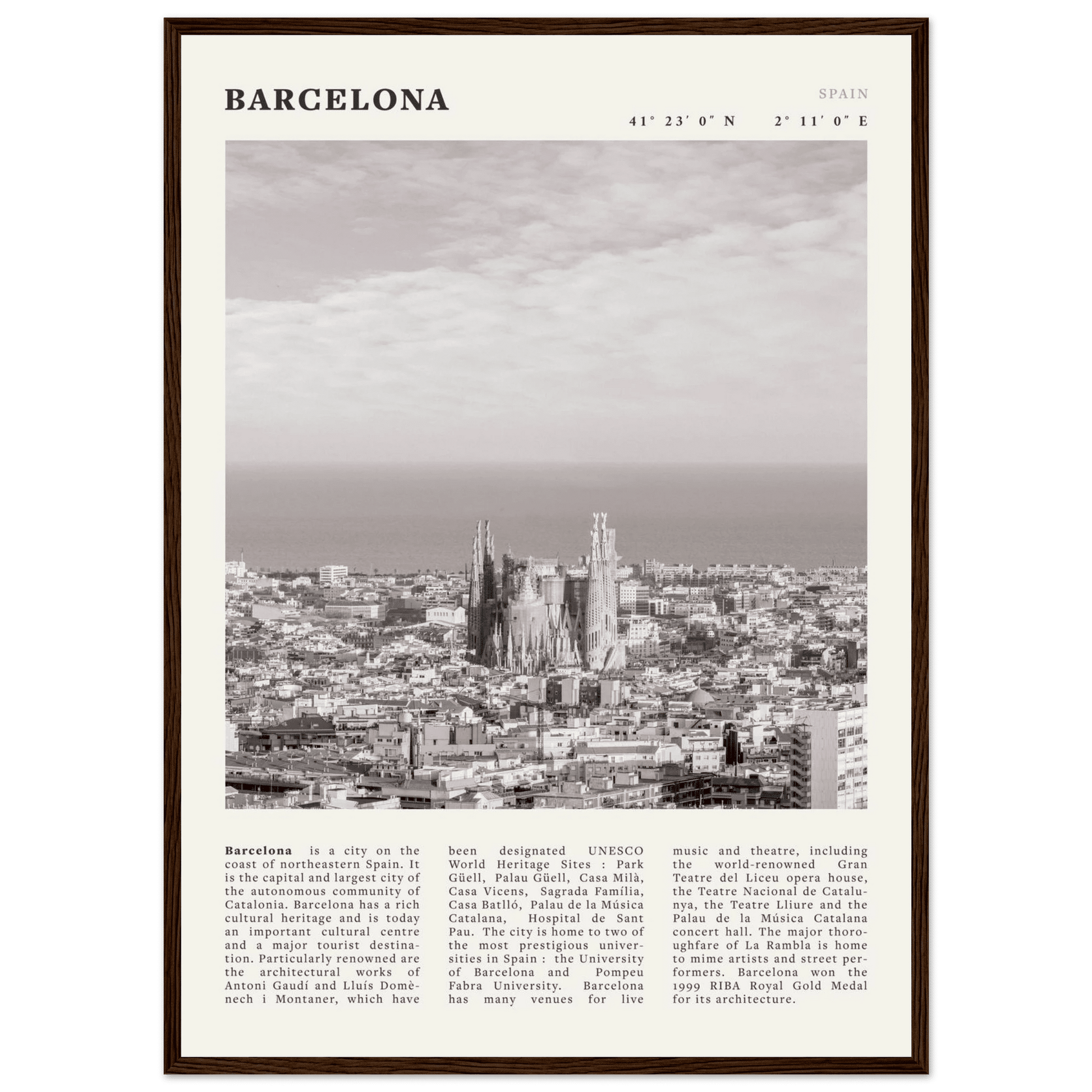 Barcelona Poster | Black & White Sagrada Familia Wall Art | Spain Travel Print - Evergreen Posters