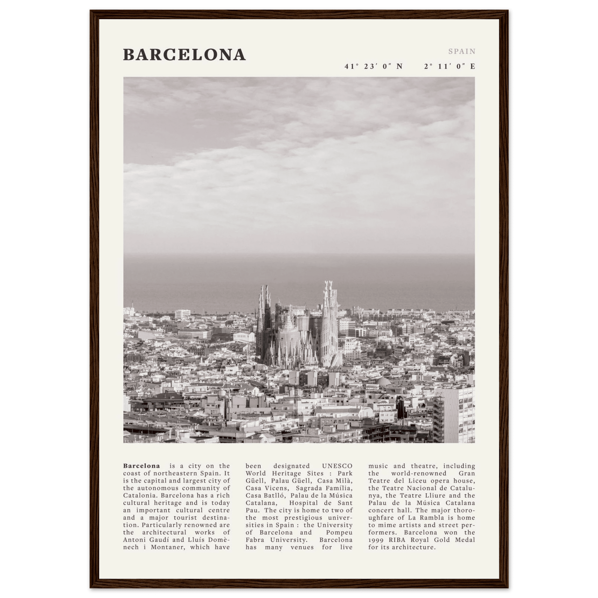 Barcelona Poster | Black & White Sagrada Familia Wall Art | Spain Travel Print - Evergreen Posters
