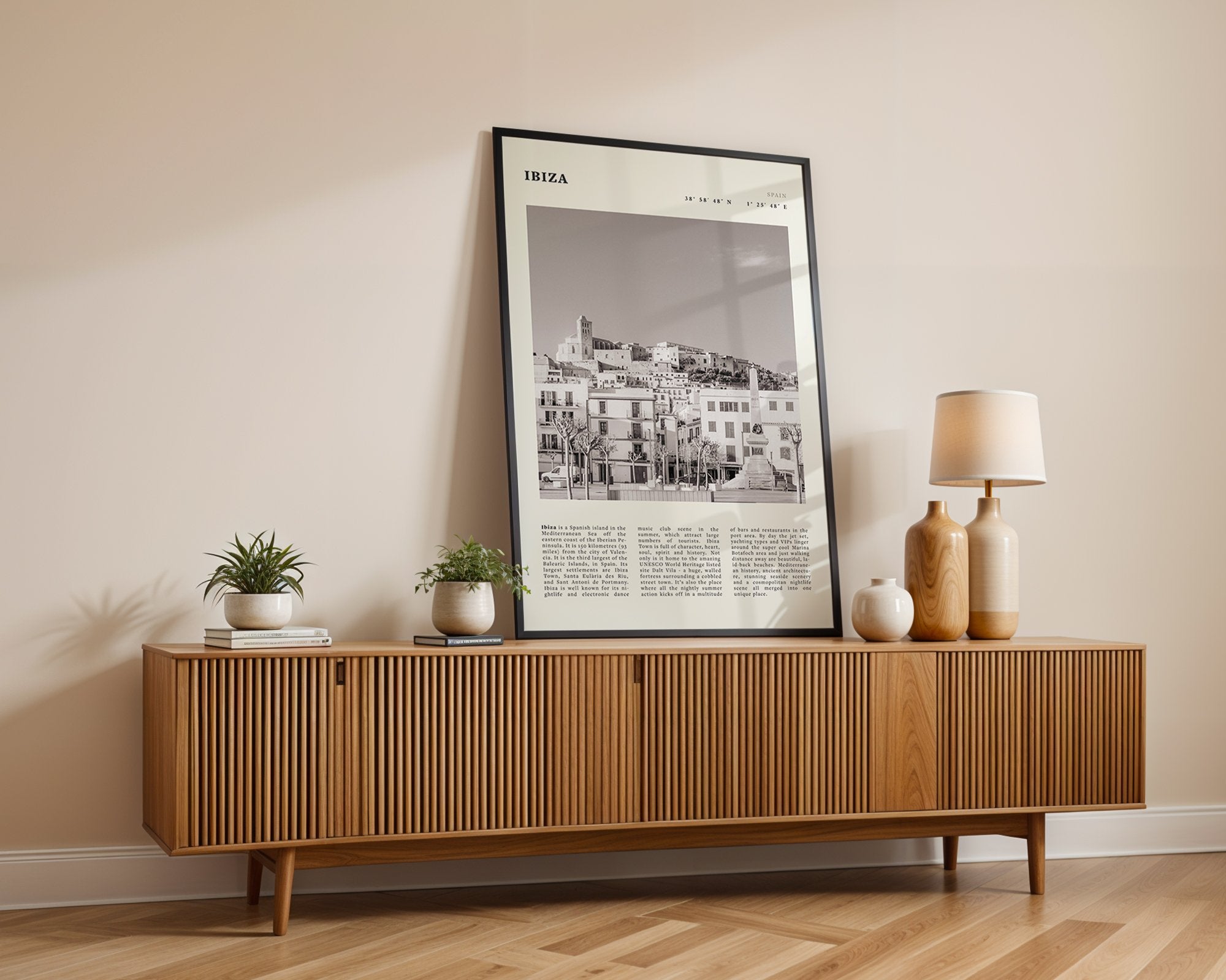 Ibiza Poster | Black & White Spanish Island Wall Art | Spain Travel Print - Evergreen Posters