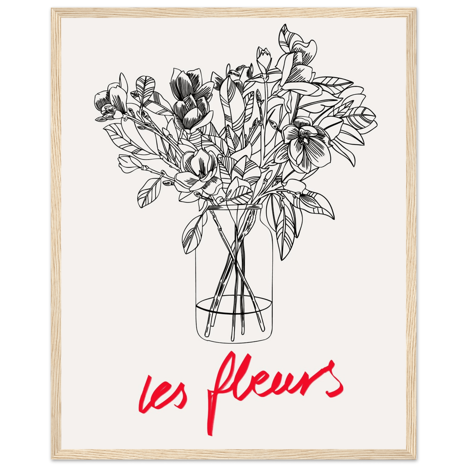 Les Fleurs Botanical Poster | French Flower Line Art Print | Minimalist Floral Wall Decor - Evergreen Posters
