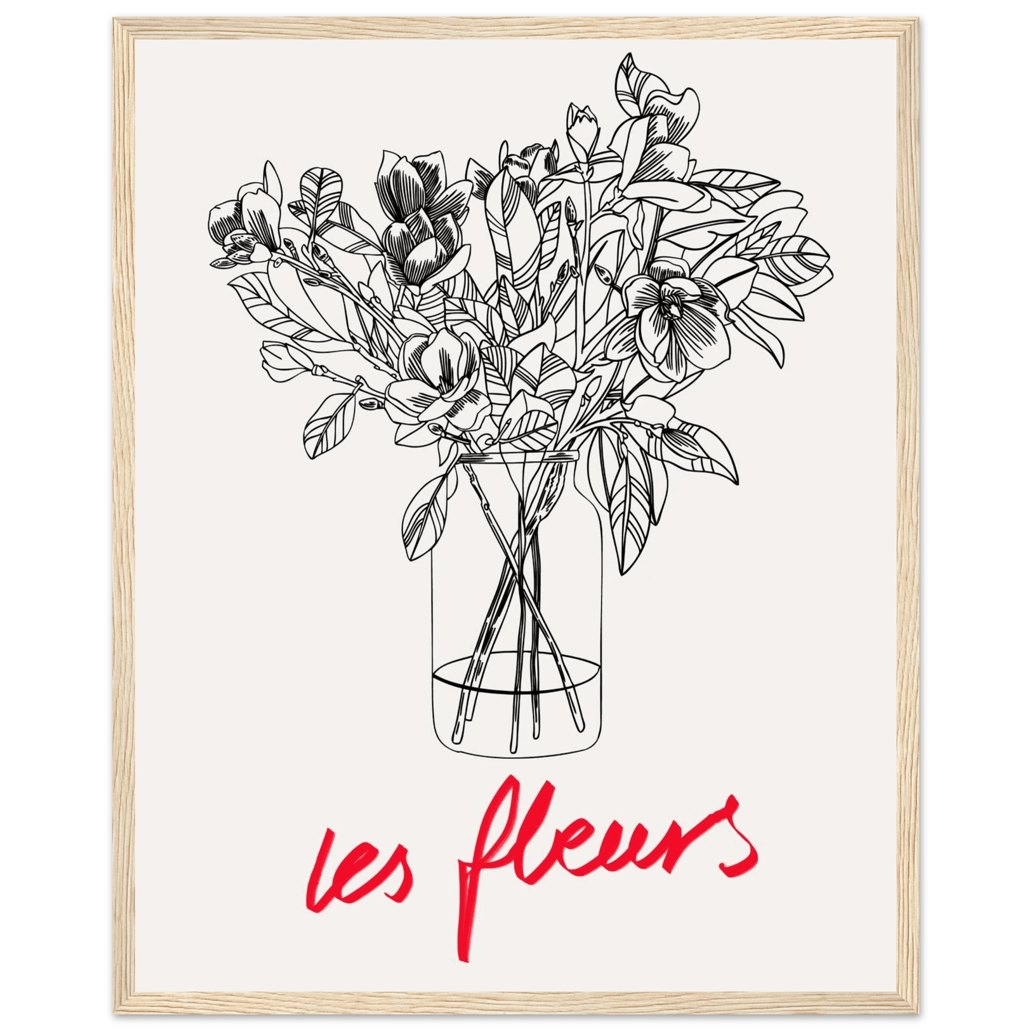 Les Fleurs Botanical Poster | French Flower Line Art Print | Minimalist Floral Wall Decor - Evergreen Posters