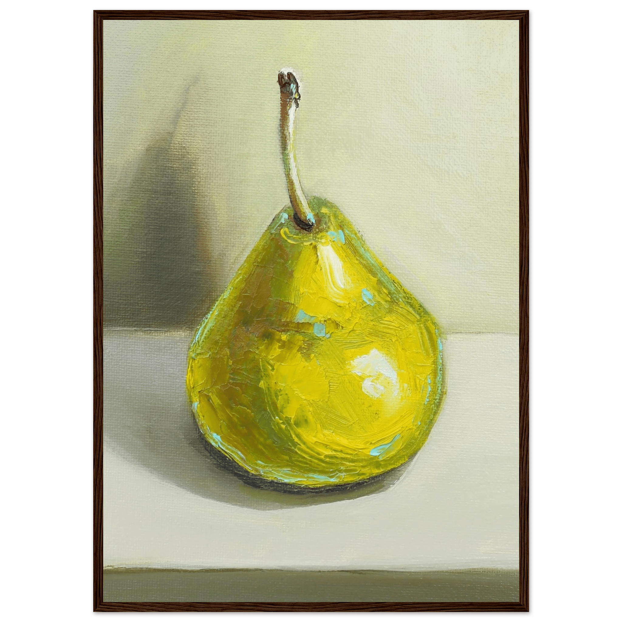 Pear Print | Green Pear Oil Painting Wall Art | Kitchen Poster - Evergreen Posters