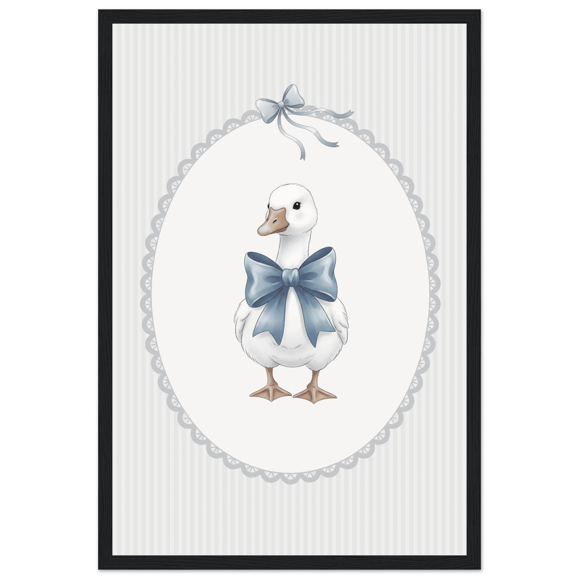 Blue Bow Duck Nursery Poster – Sweet Baby Room Wall Art Print - Evergreen Posters