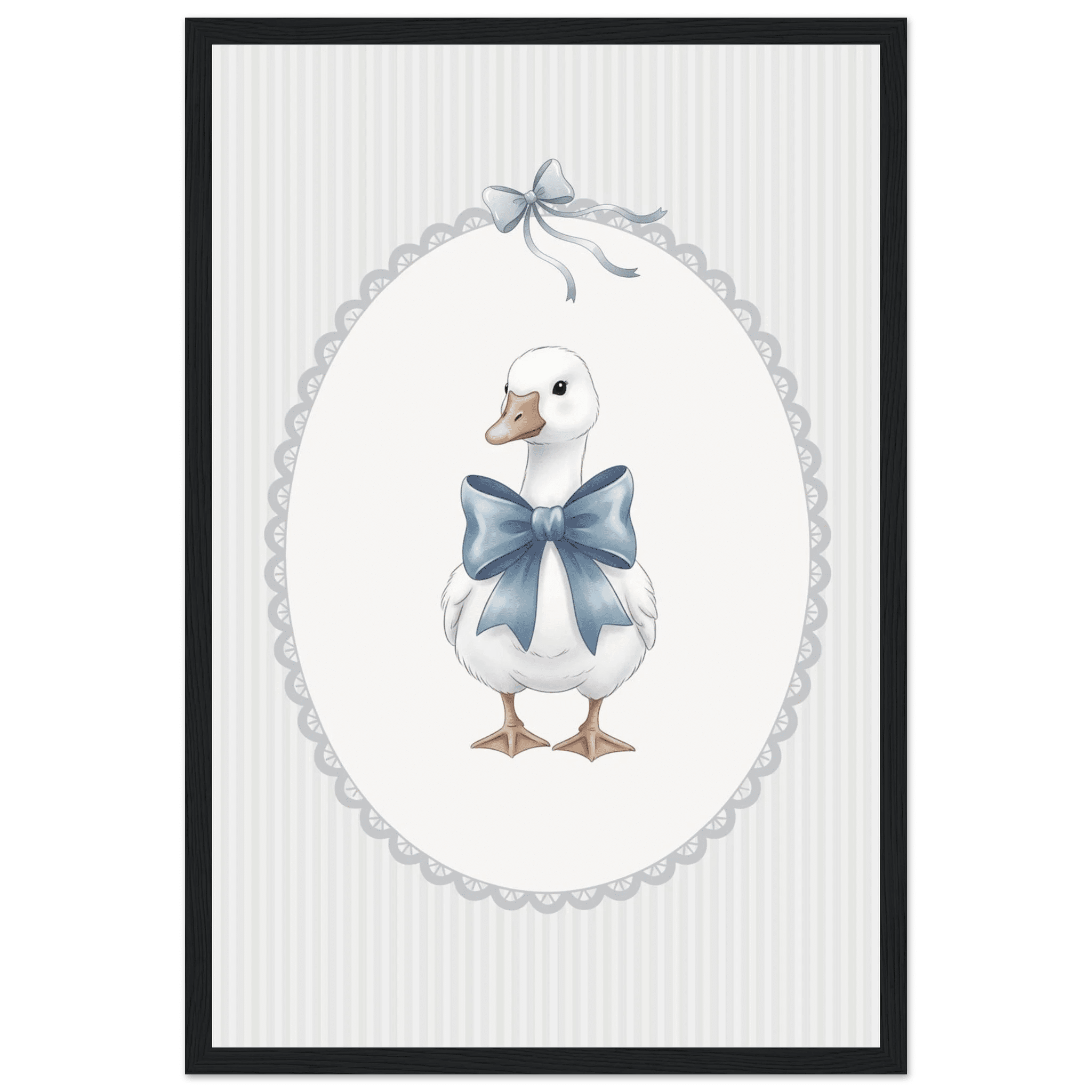 Blue Bow Duck Nursery Poster – Sweet Baby Room Wall Art Print - Evergreen Posters