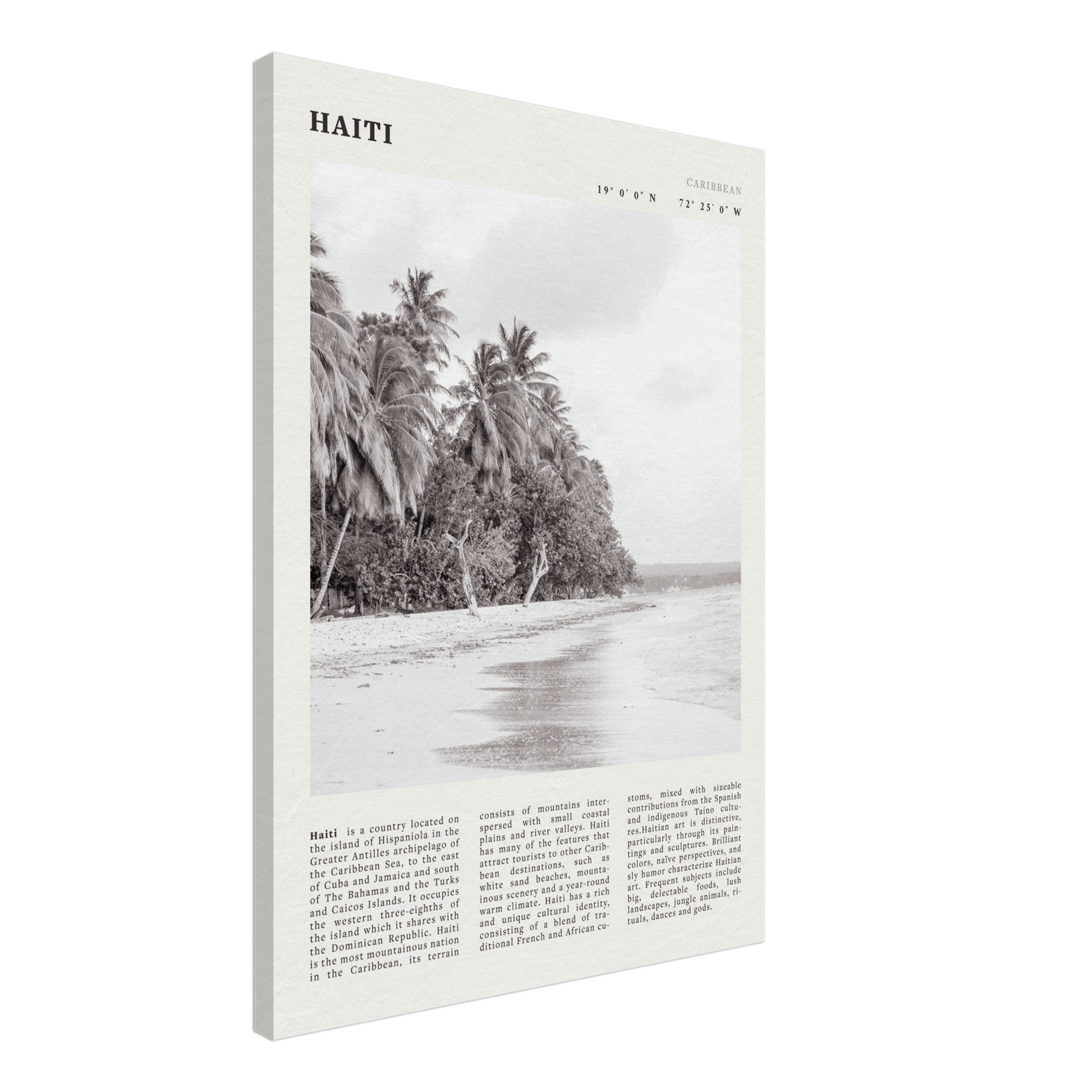 Haiti Poster | Black & White Caribbean Beach Wall Art | Tropical Travel Print - Evergreen Posters