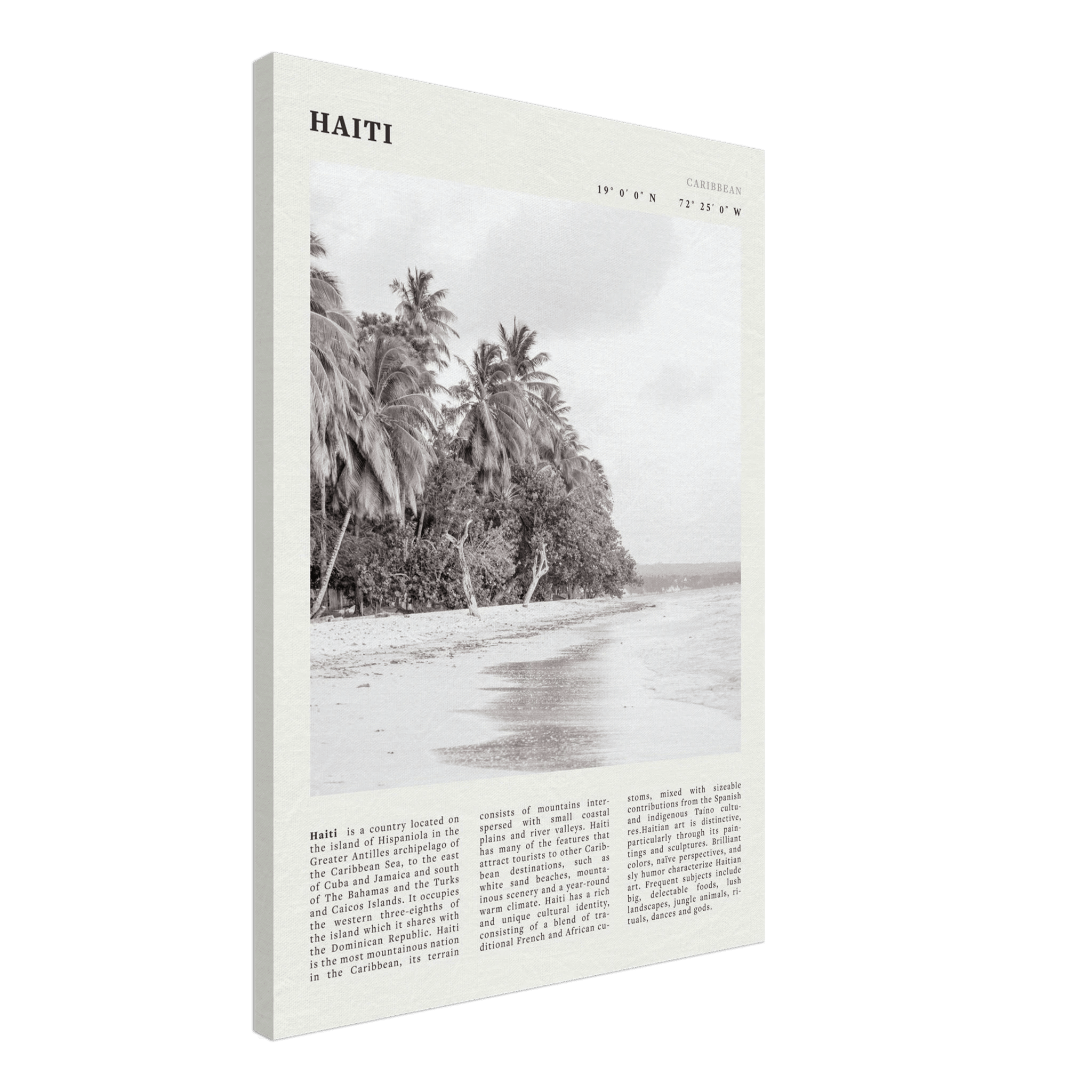 Haiti Poster | Black & White Caribbean Beach Wall Art | Tropical Travel Print - Evergreen Posters